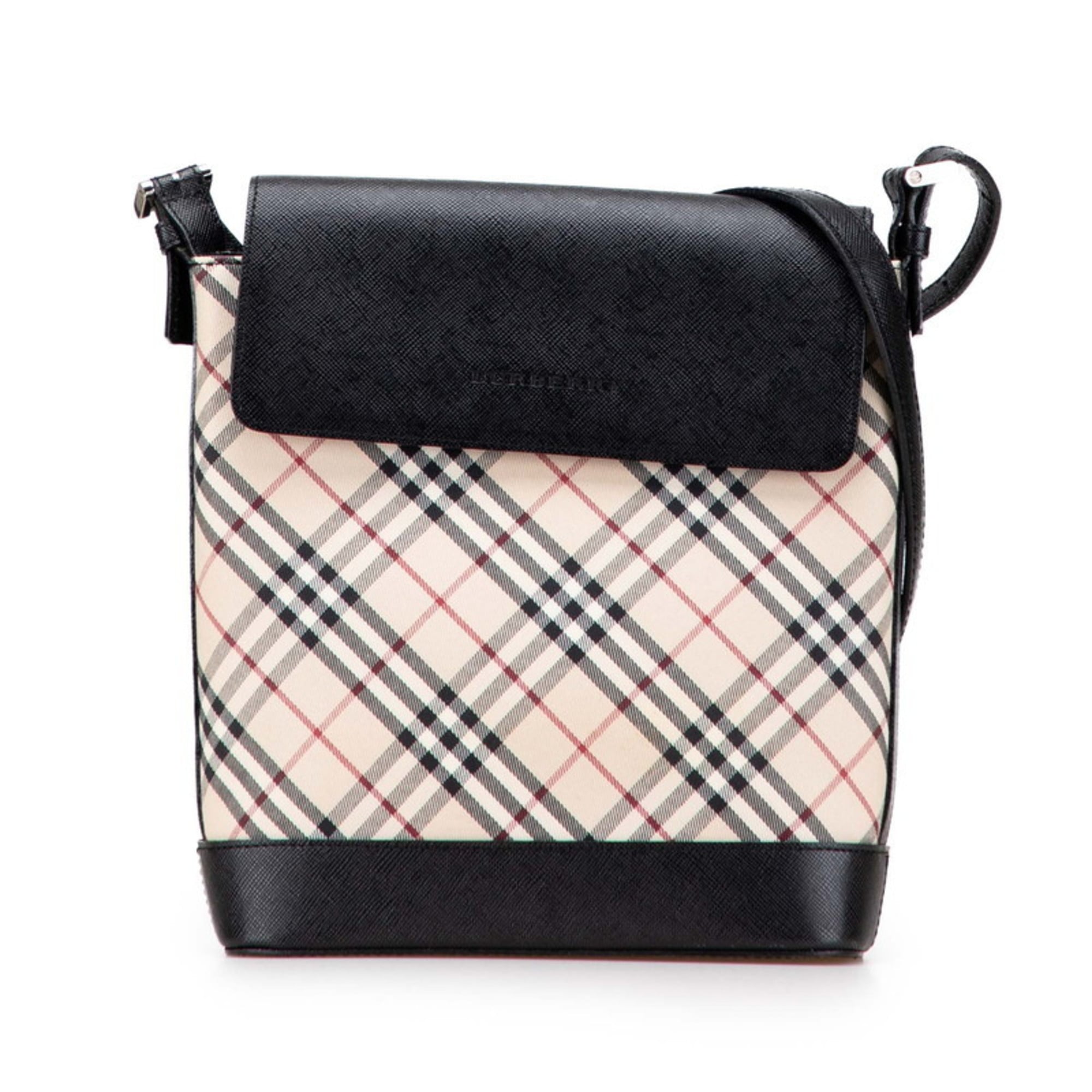 Burberry Nova Check Shoulder Bag in Beige and Black Canvas Leather for Women