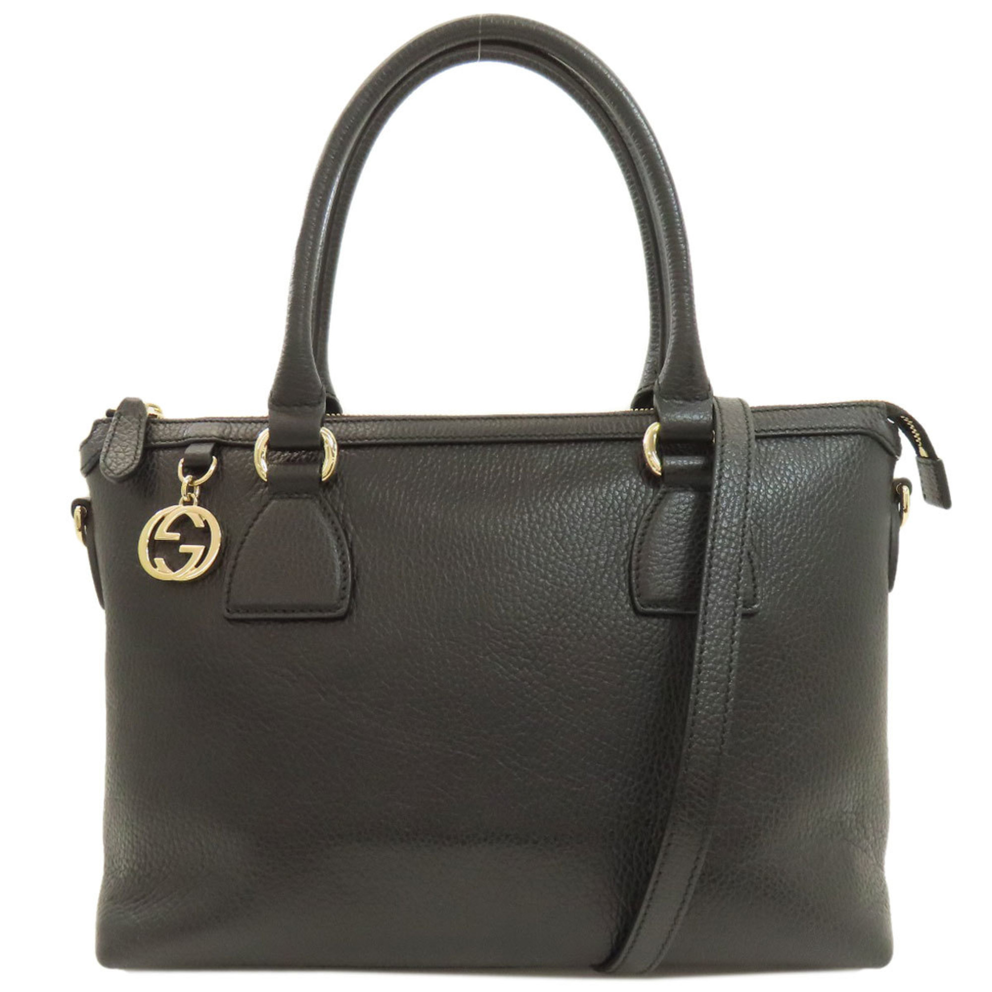 Gucci 449659 Outlet Interlocking G 2-Way Handbag in Calfskin Leather for Women