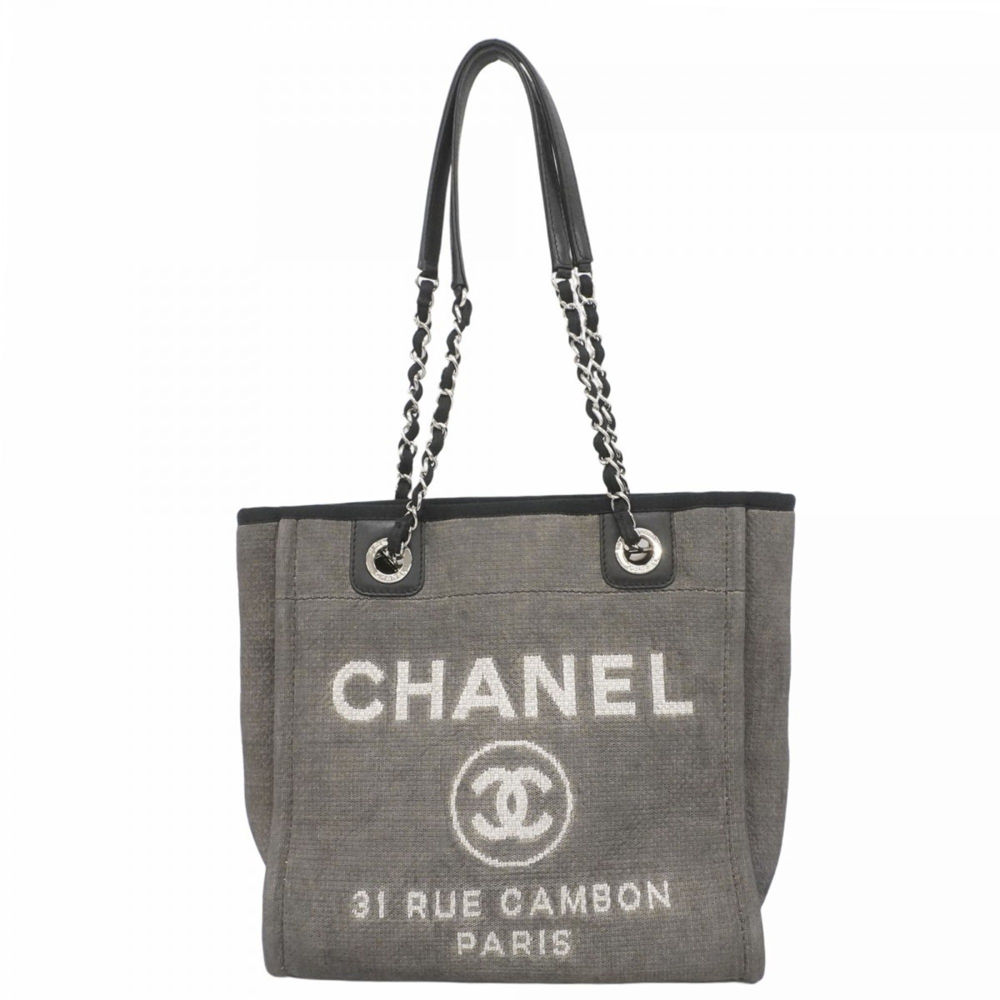 Chanel Deauville Canvas Tote Bag, Black, Women’s, P1911699