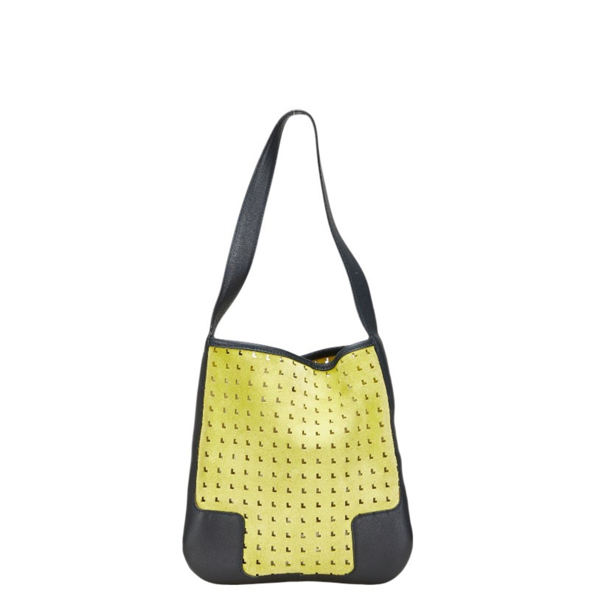 LOEWE Anagram Punching One-Shoulder Bag Handbag in Light Green Leather and Suede for Women