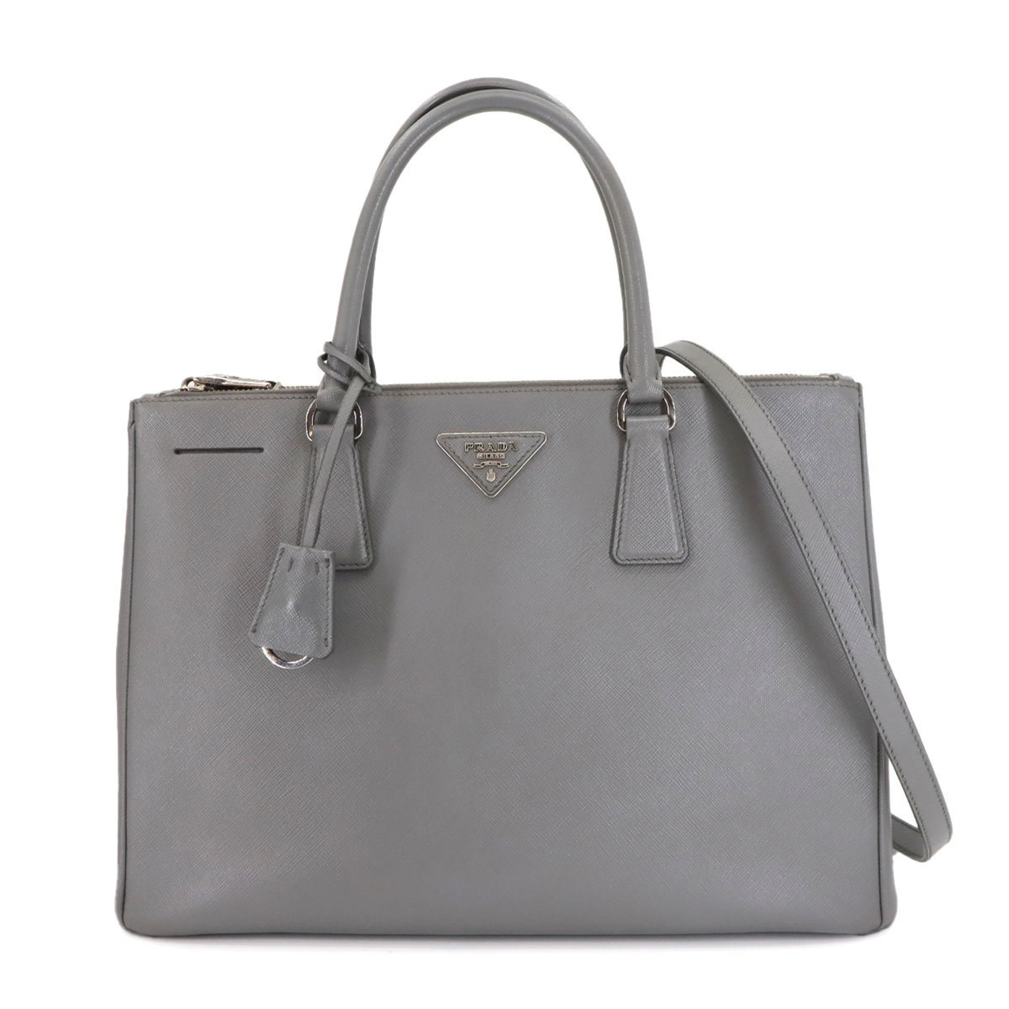 Prada Galleria Large 2-way Hand/Shoulder Bag in Saffiano Leather, Gray, 1BA274