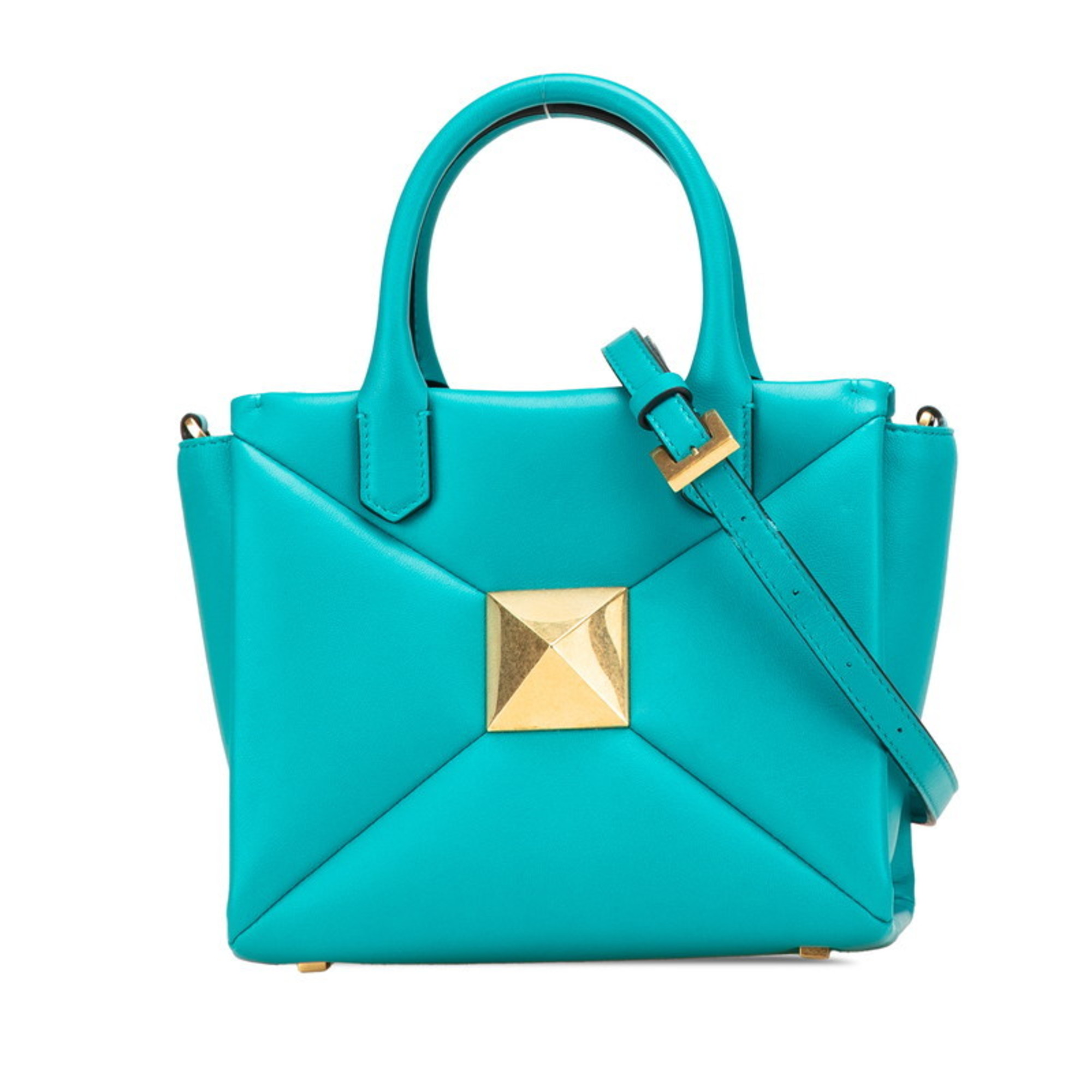 Valentino One Stud Tote Bag/Shoulder Bag, 2-Way, Green Leather, Women’s, VALENTINO