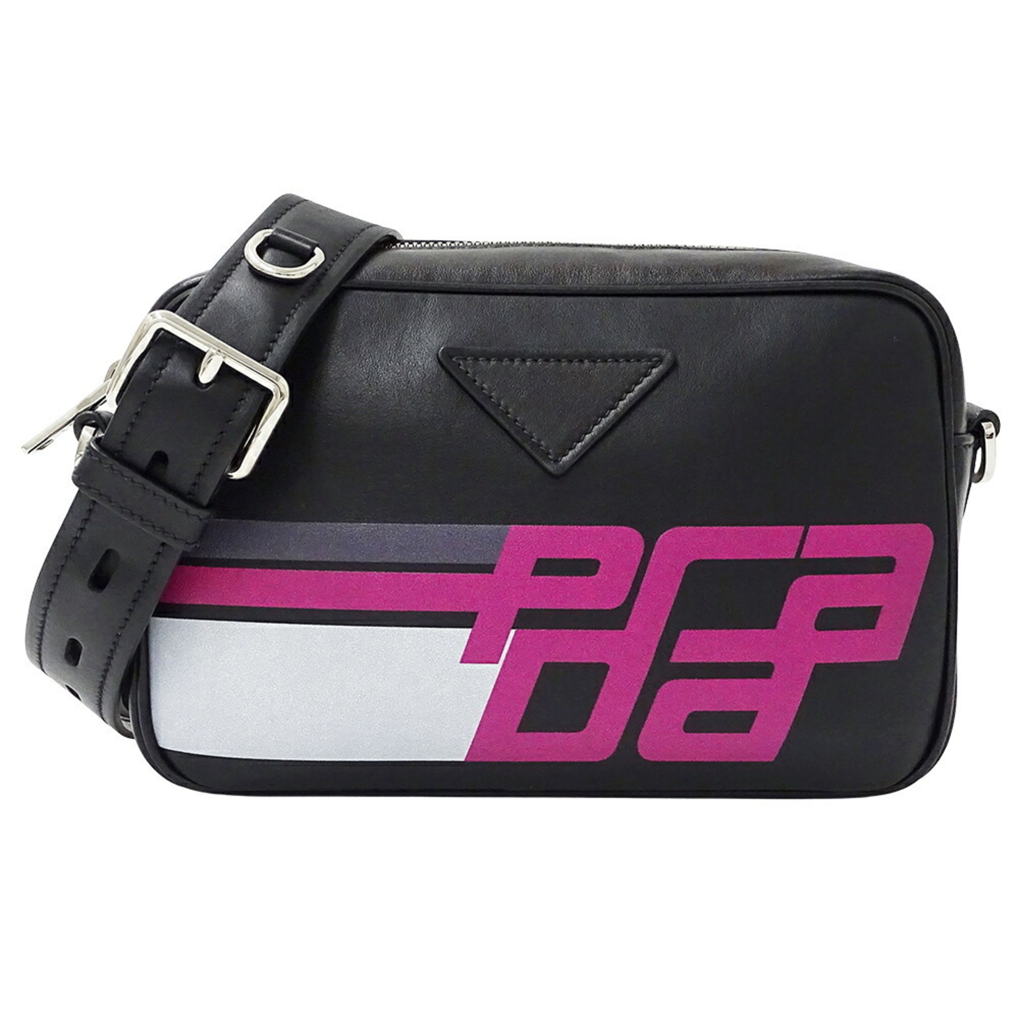 Prada Women’s Shoulder Bag Leather Black and Pink 1BH093