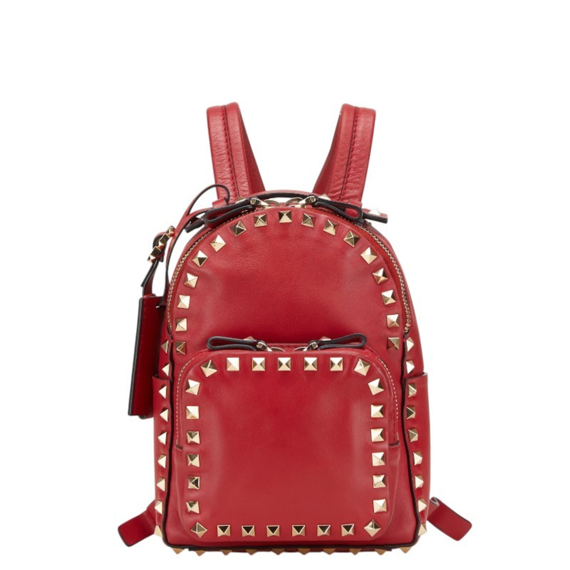 Valentino Rockstud Mini Backpack in Red and Gold Leather for Women