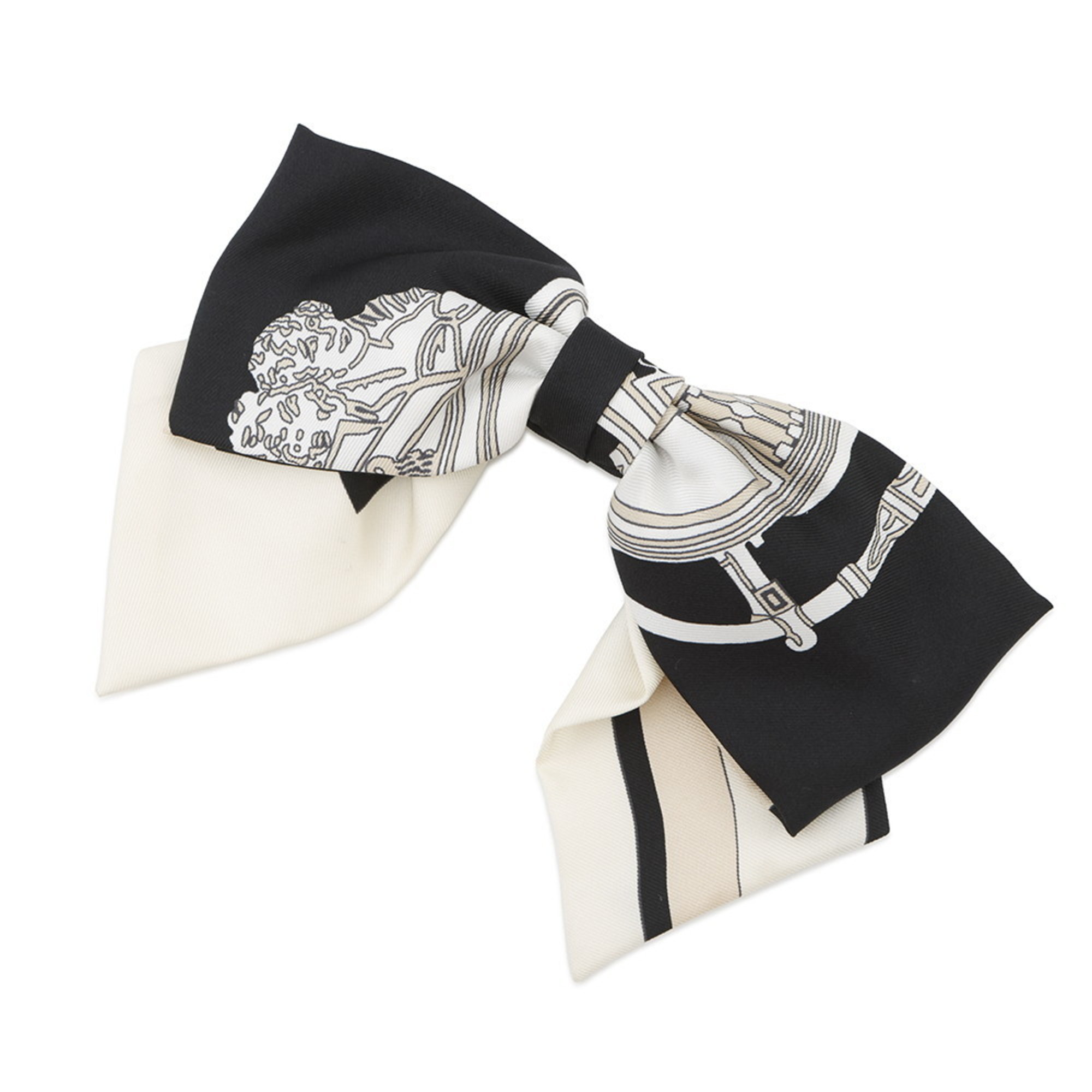 Hermes HermÃ¨s Grenelle Ex Libris Silk Barrette, Hair Accessory, Ribbon, Black