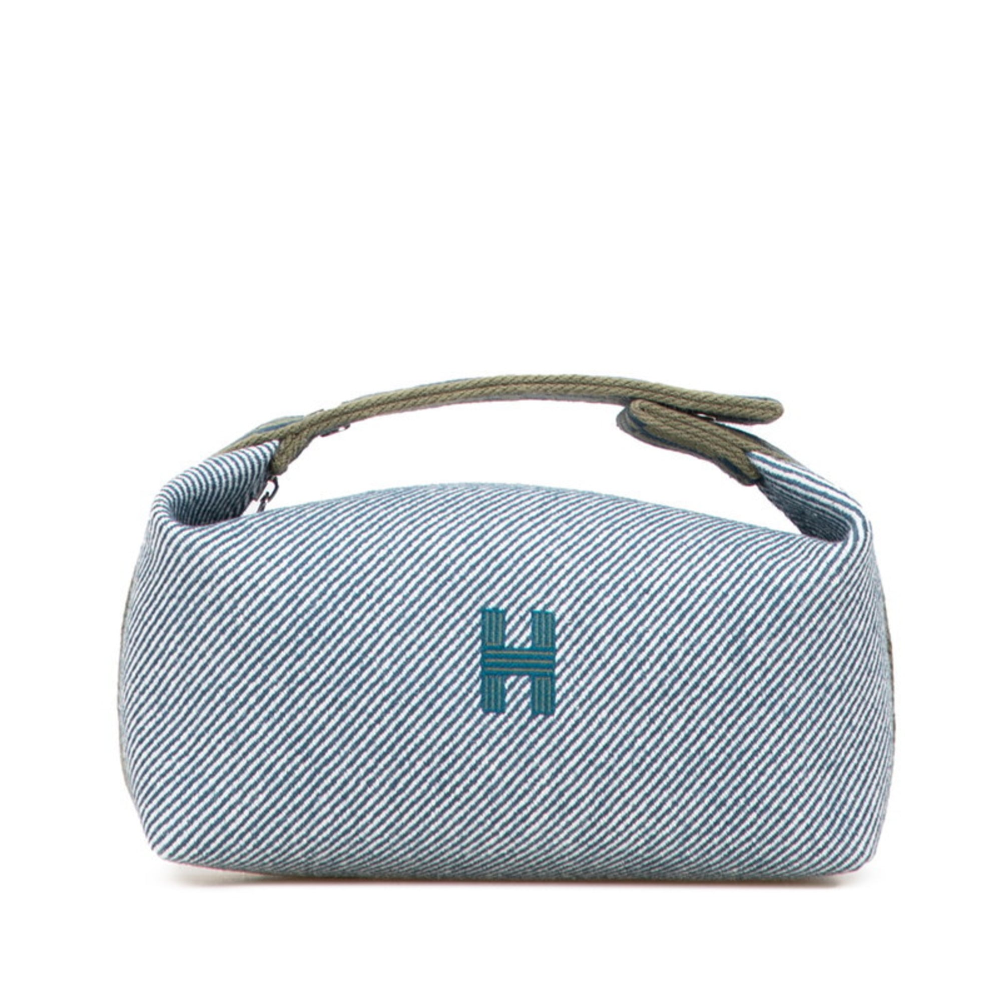 HermÃ¨s Bride A Black PM Handbag Pouch Navy Khaki Toile Officier Women’s HERMES