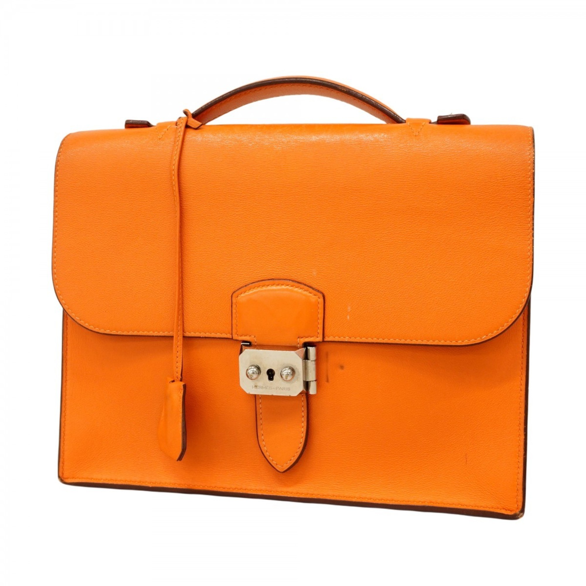 Hermes HermÃ¨s Sac A Depeche 27 Swift Orange Bag with K Stamp for Men and Women