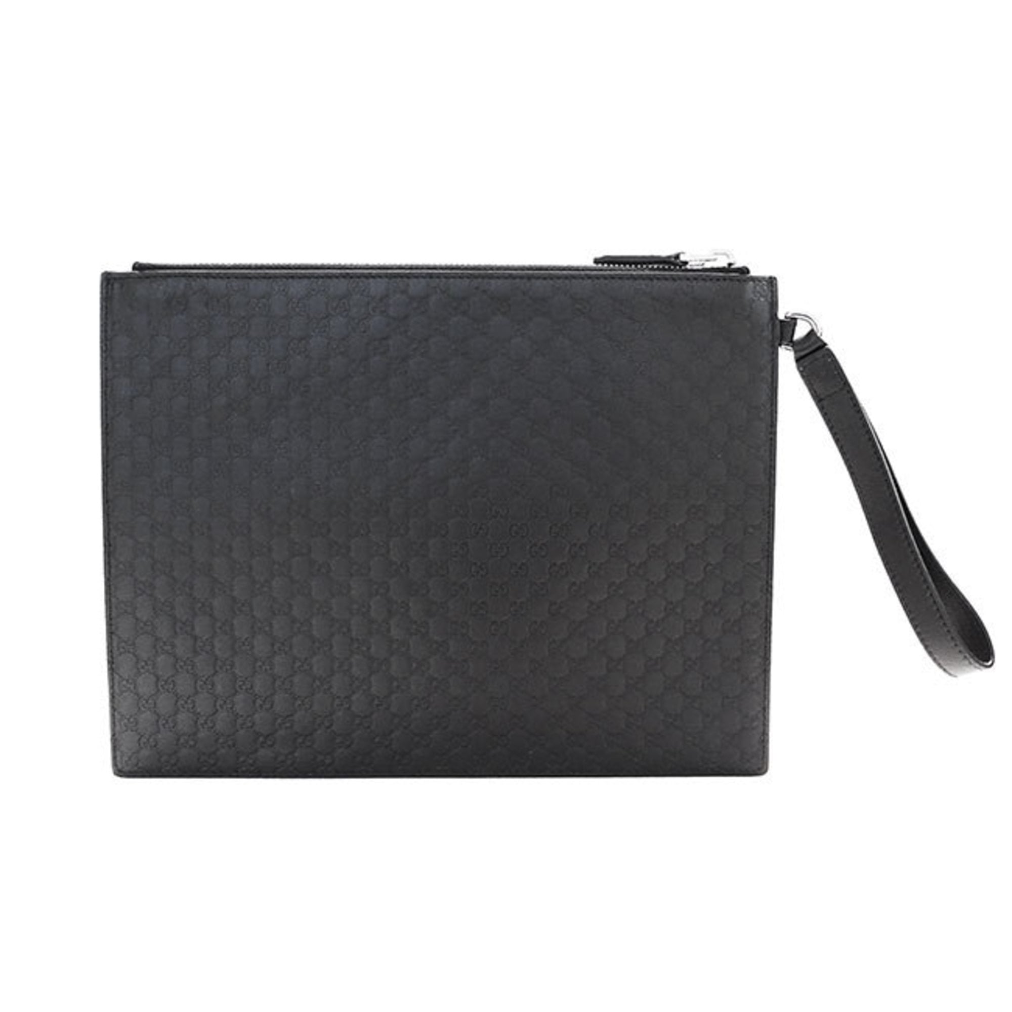 GUCCI Bag for Women and Men, Clutch Bag, Second Micro GG Shima Leather, Black, 544477, with Handle