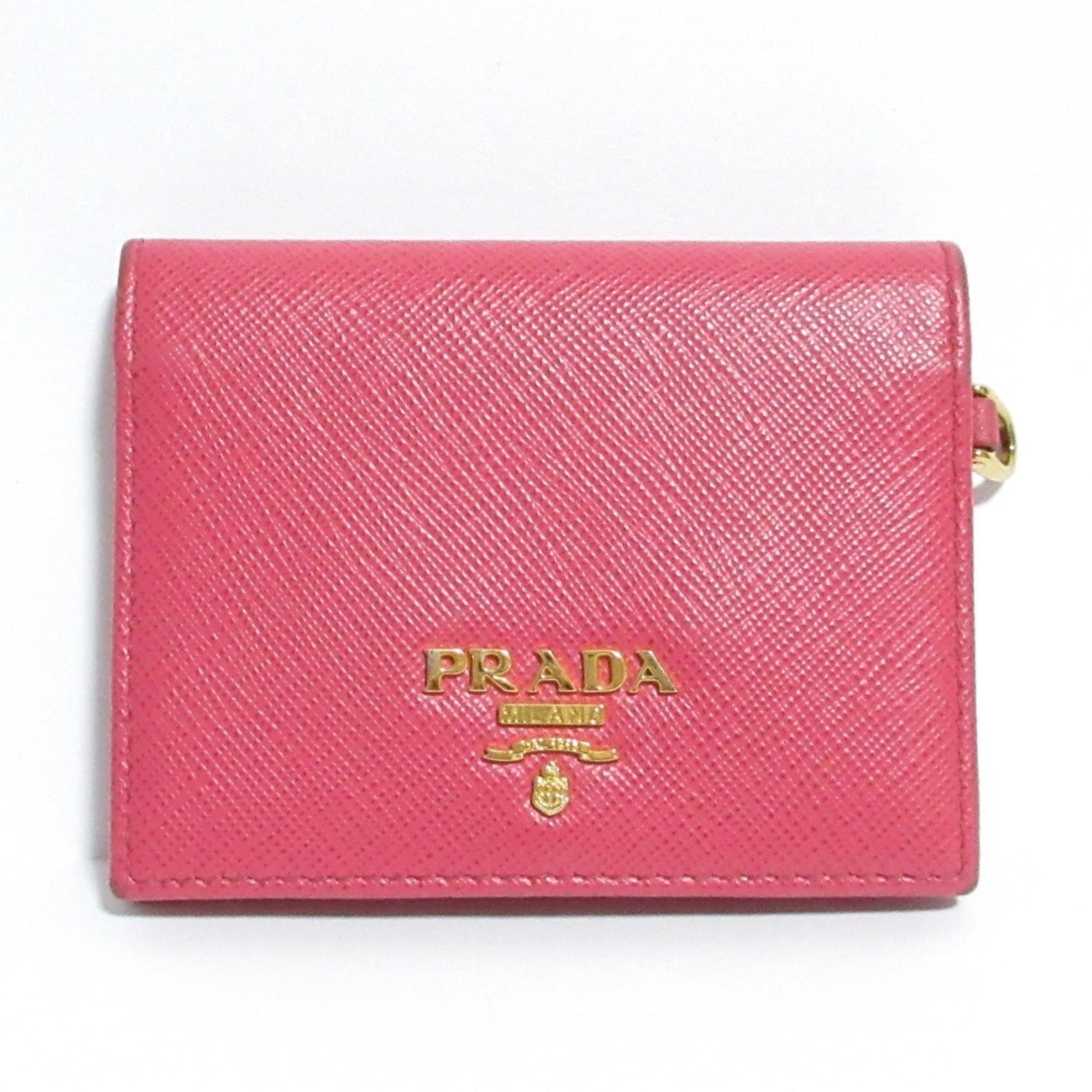 PRADA Saffiano Leather Business Card Case/Card Case/Pass Case, Pink, Women’s
