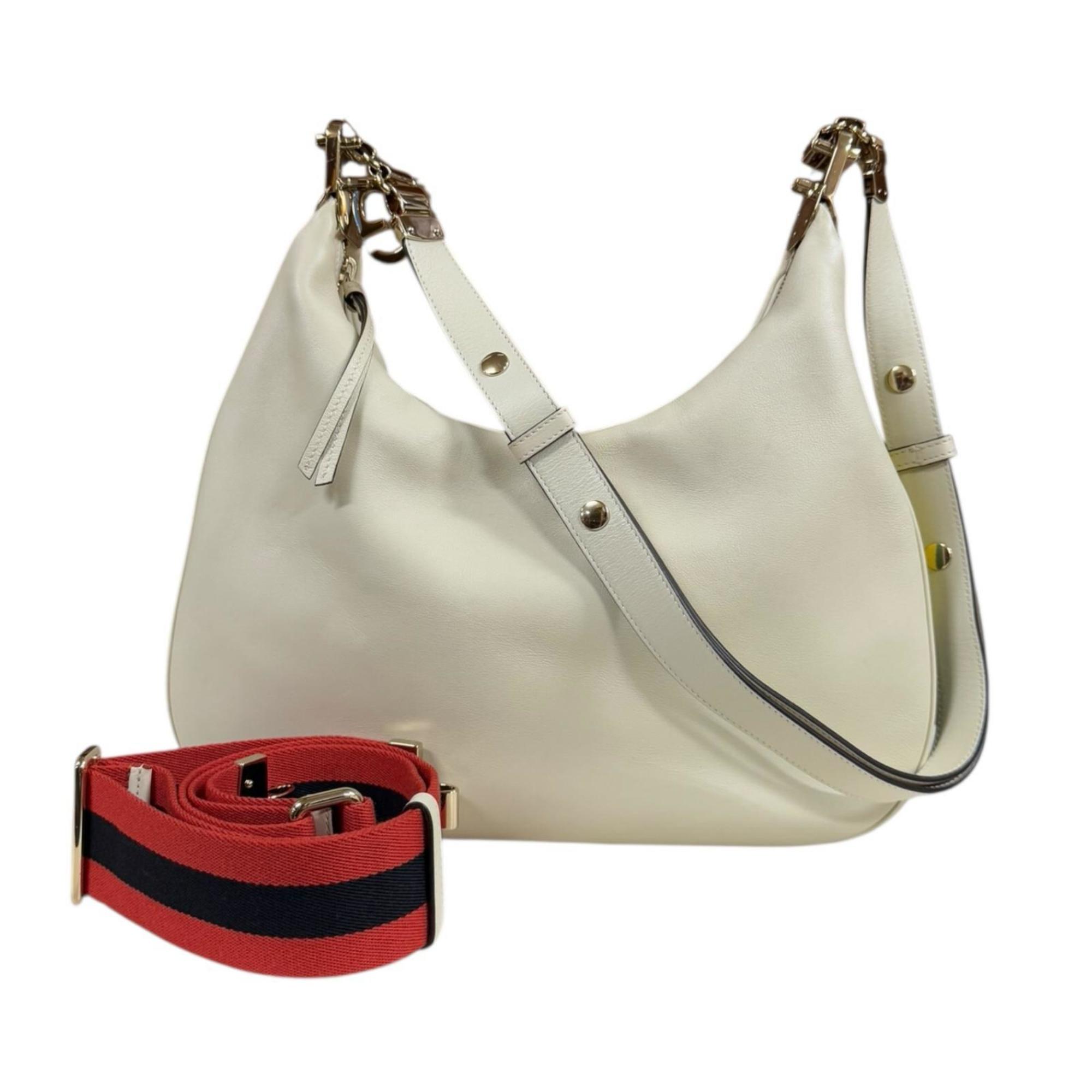 Gucci Attache Medium Shoulder Bag, Leather 702823, White, Women’s, GUCCI 2-Way