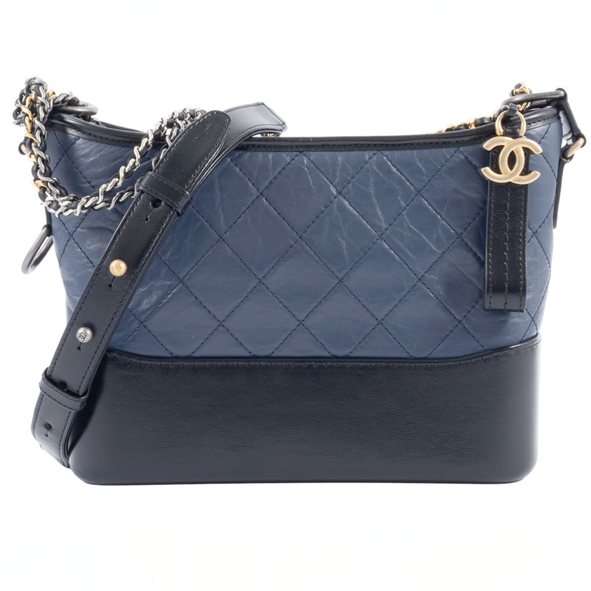 CHANEL Gabrielle Shoulder Bag Matelasse de Hobo A93824 Calfskin Navy | Black Women’s