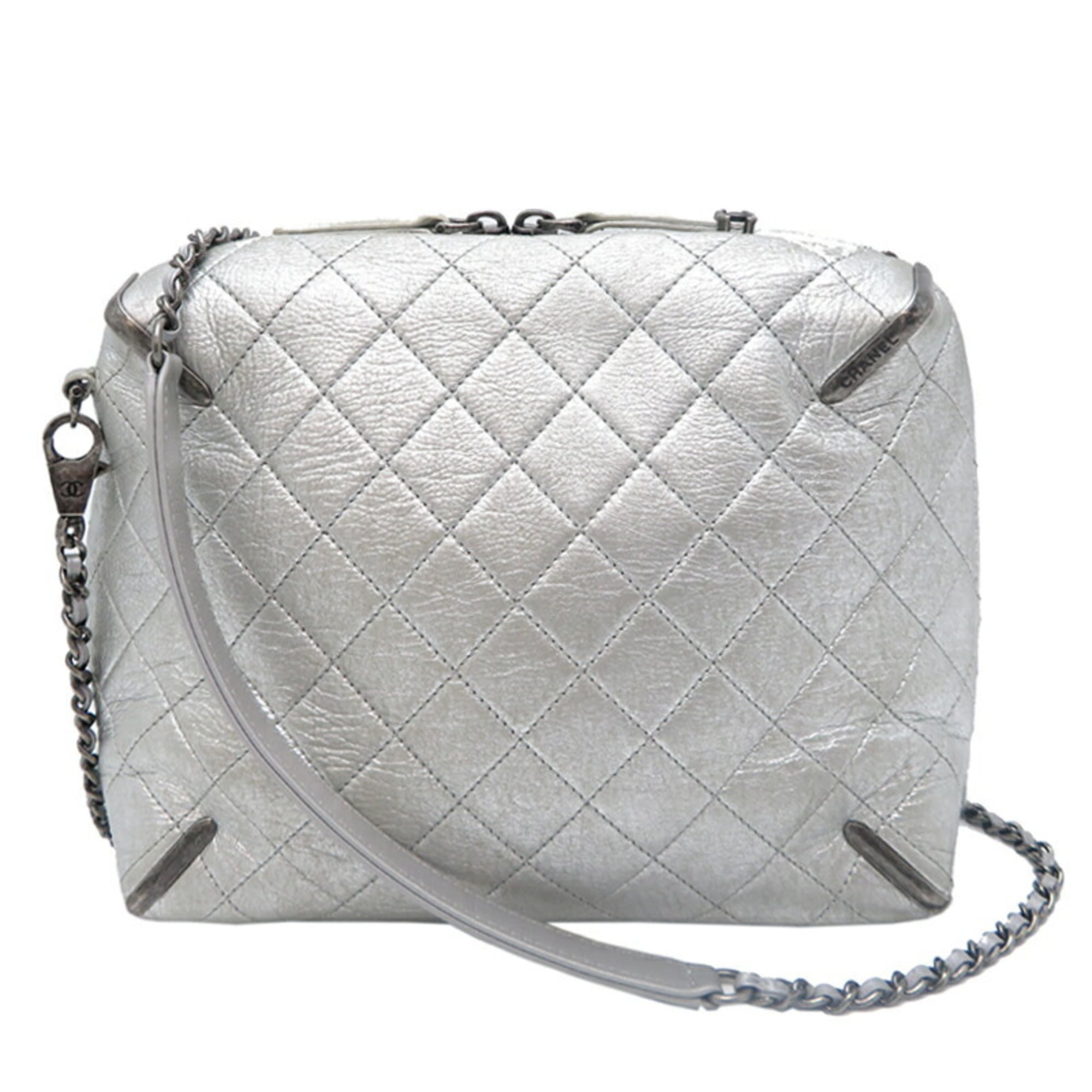 Chanel Gabriel Chain Women’s Shoulder Bag Leather Silver