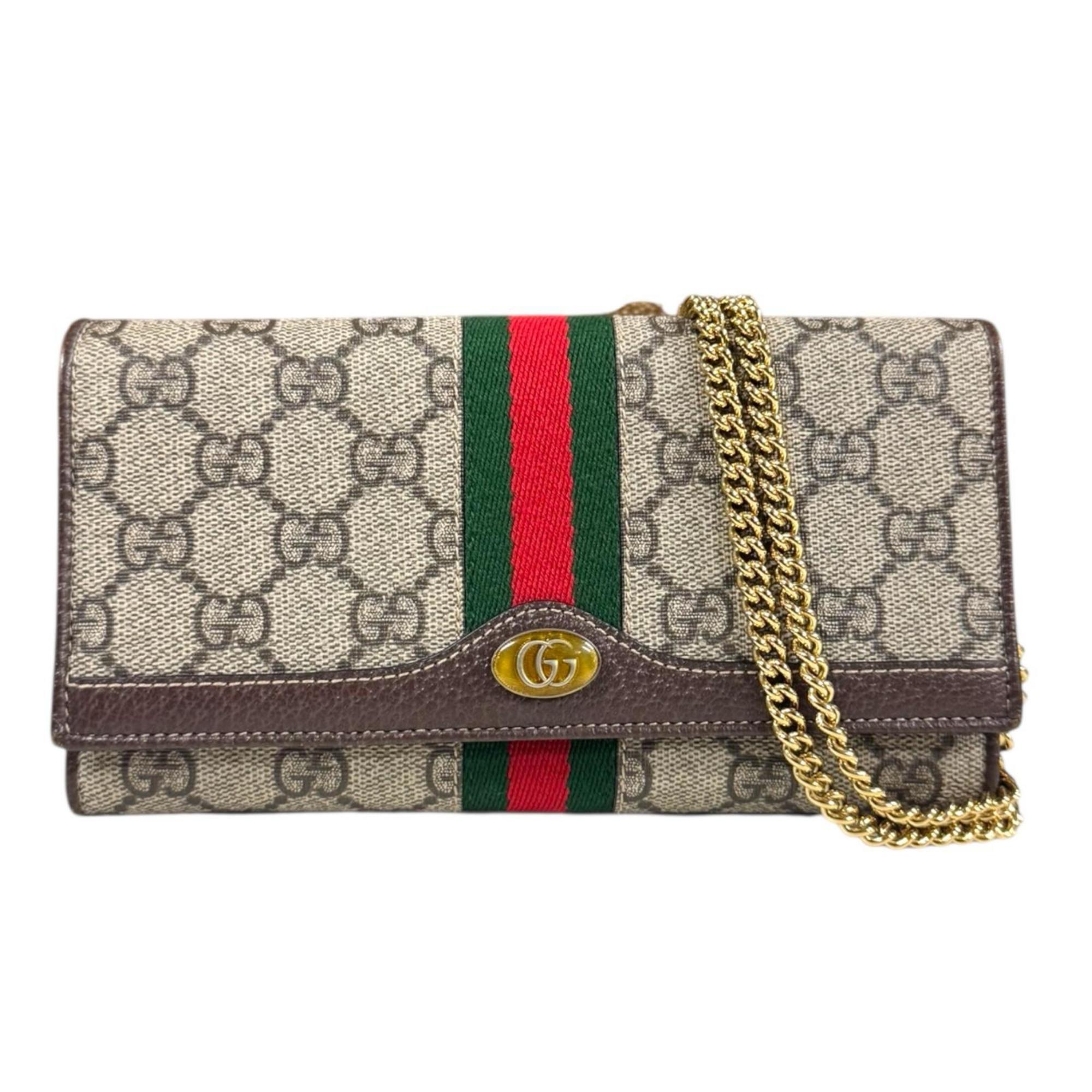 Gucci Ophidia Shoulder Bag GG Supreme Canvas 546592 Beige Women’s GUCCI Chain Wallet