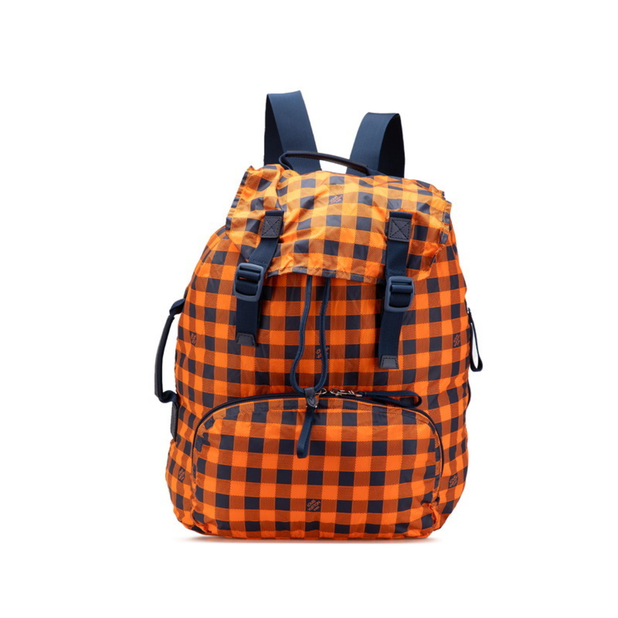 Louis Vuitton Damier Aventure Backpack N41188 Orange Navy Nylon Leather Women’s LOUIS VUITTON