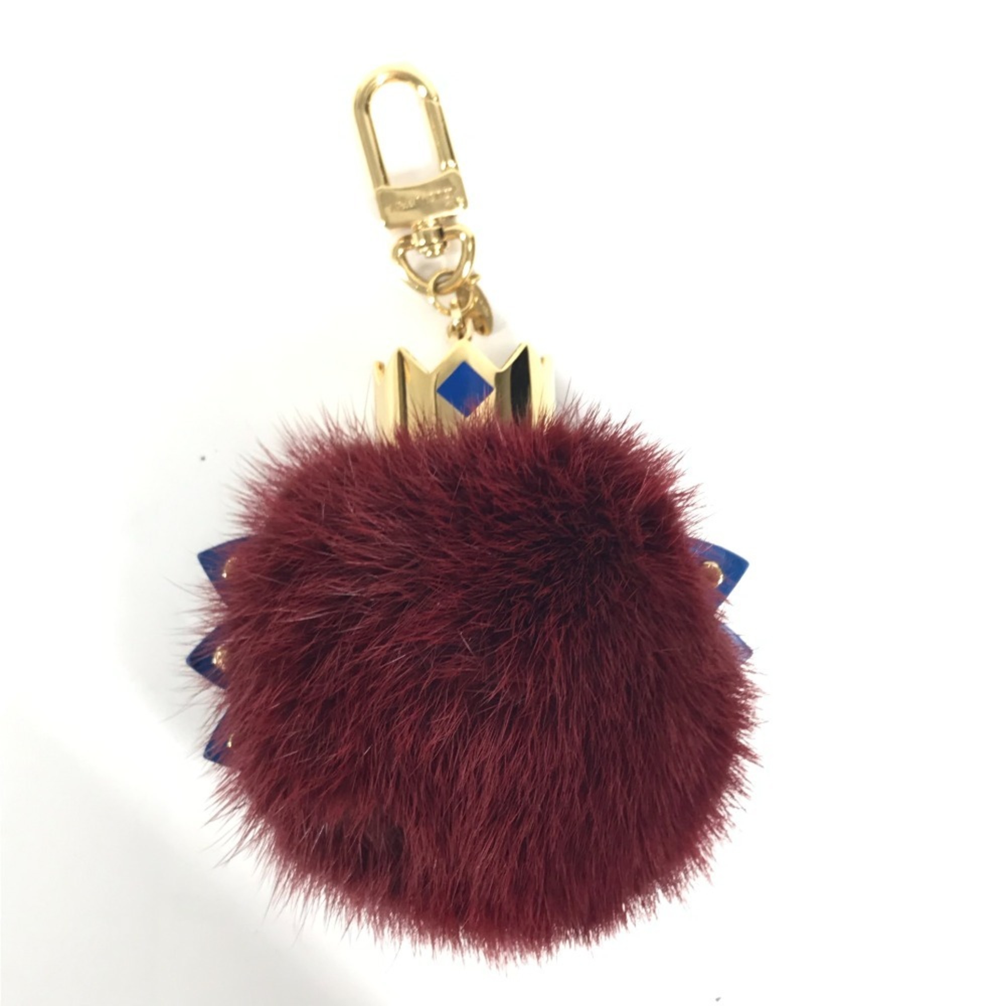 LOUIS VUITTON M65144 Totem Fur Charm Bag Keychain Mink Metal Men’s Women’s Wine Red
