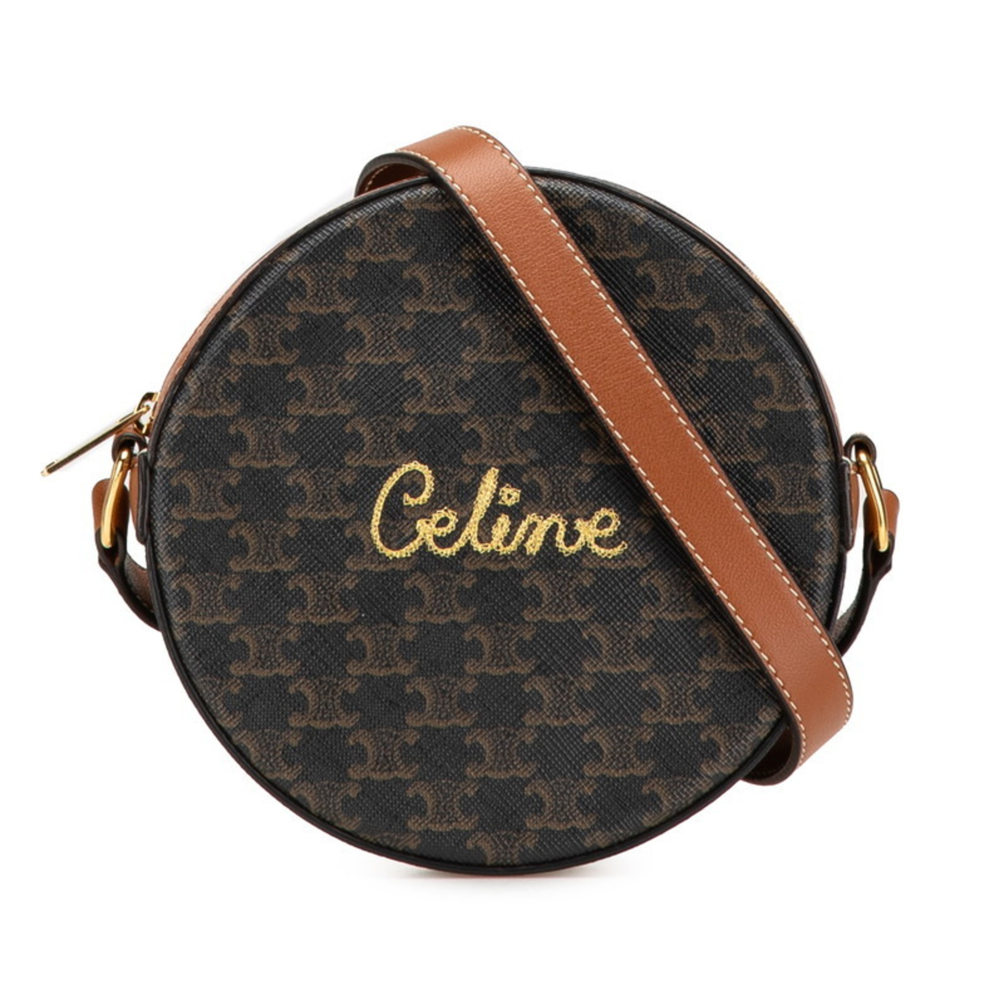 Celine Triomphe Crossbody Shoulder Bag in Black and Brown Leather for Women