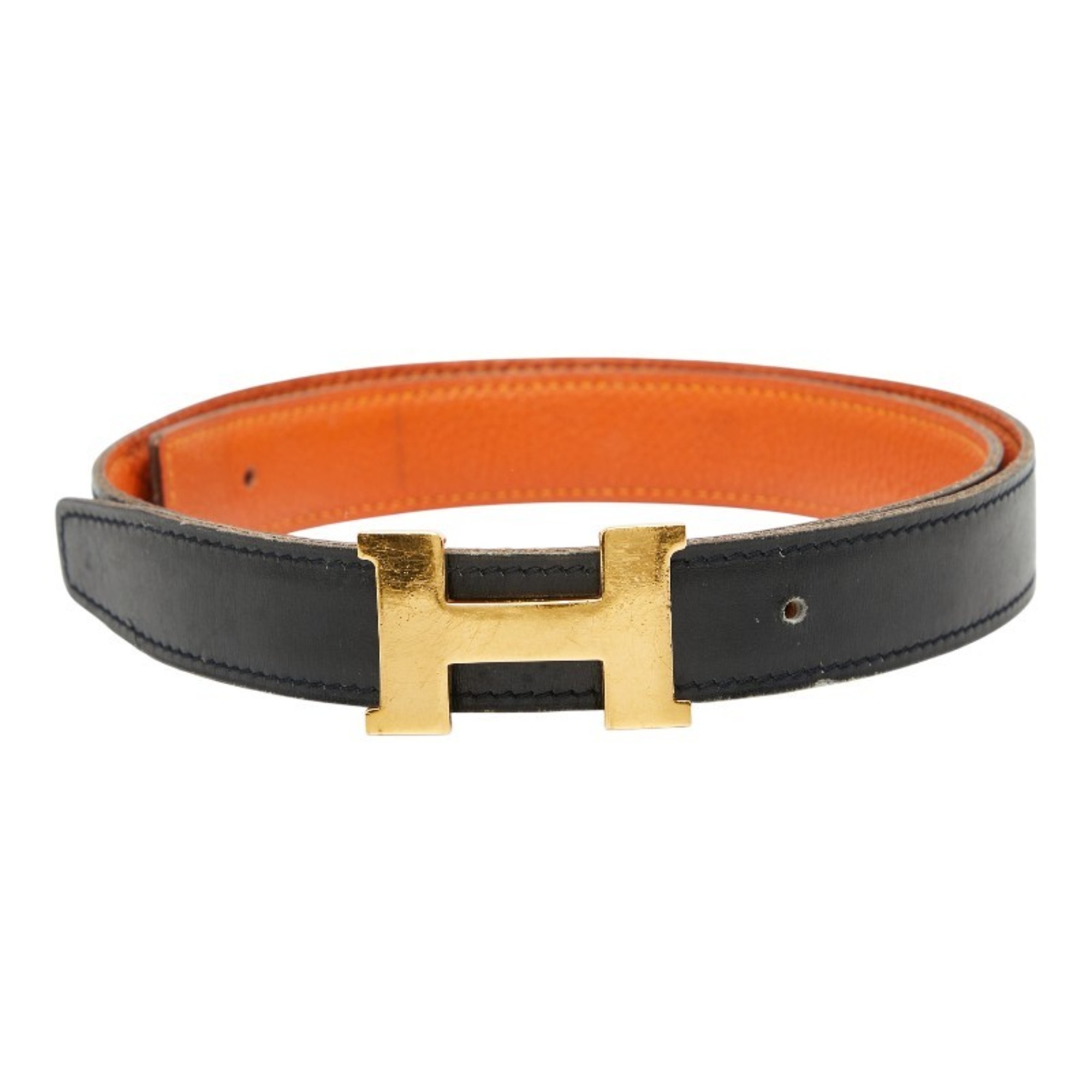 Hermes HermÃ¨s Constance H Belt, reversible, size 75, black and brown box calf Togo leather, women’s.