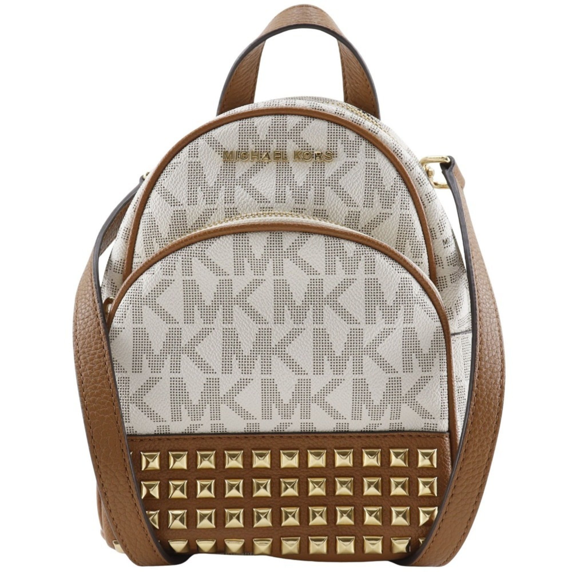 Michael Kors Mini Backpack, Backpack/Daypack, Studs, 35T7GAYB0B, PVC, White, 3way Women’s