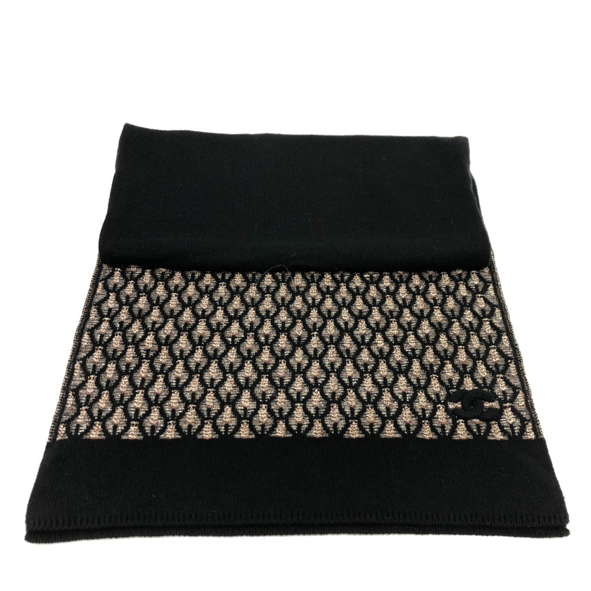 CHANEL Chanel All-over Pattern Coco Mark Apparel Accessories Scarf Men’s Black