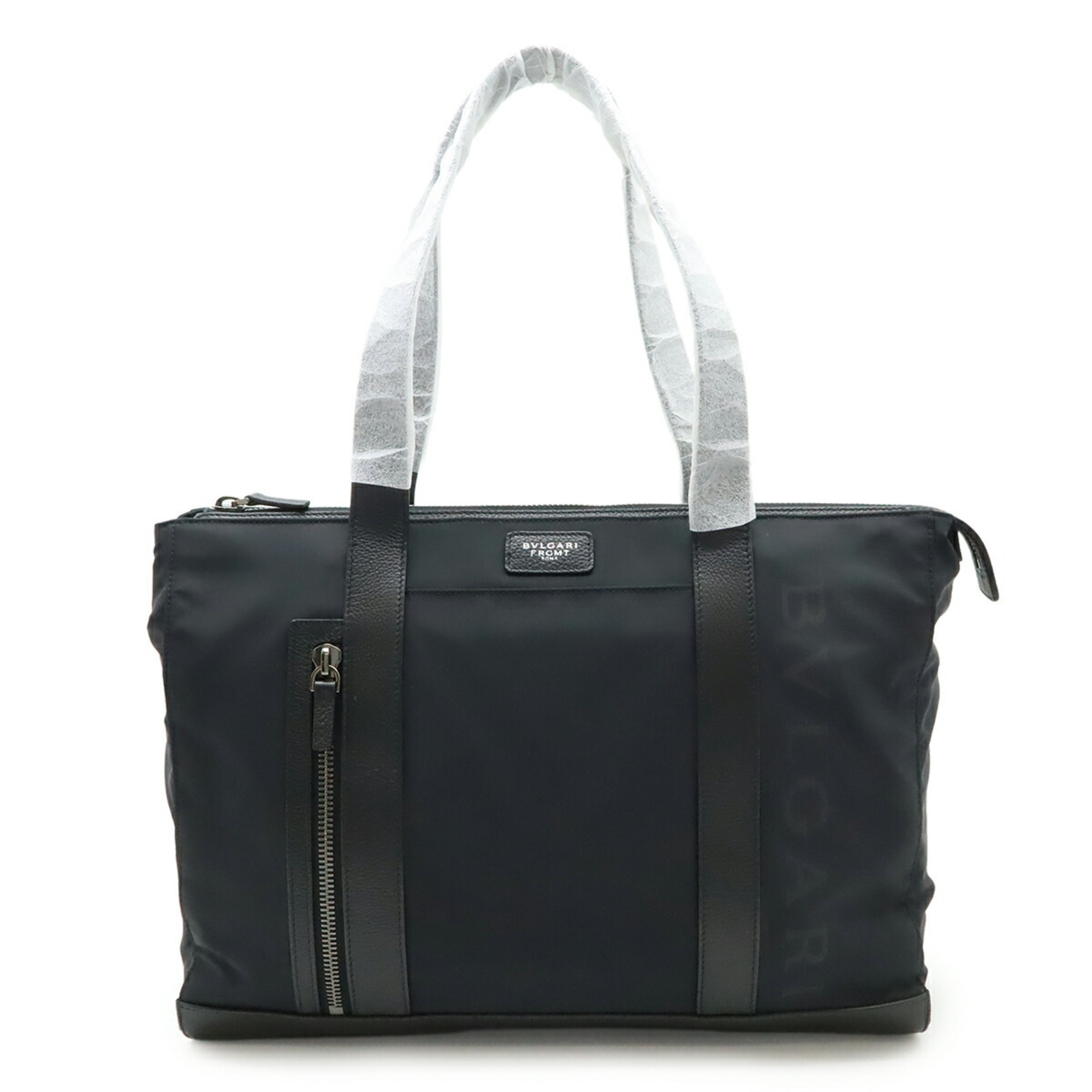 BVLGARI FRAGMENT FRGMT Fragment Tote Bag Shoulder Nylon Leather Black 290731