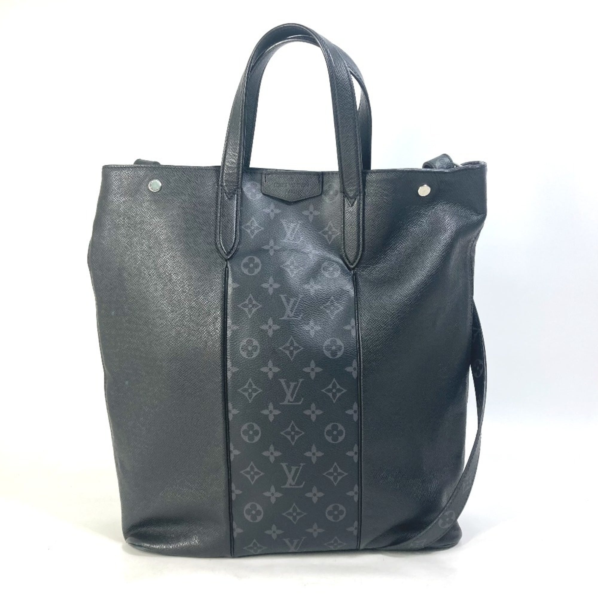 LOUIS VUITTON M30431 Taiga Rama City Tote, 2-Way Shoulder Bag/Handbag/Tote Bag in Leather/Monogram Eclipse Canvas, Men’s, Black