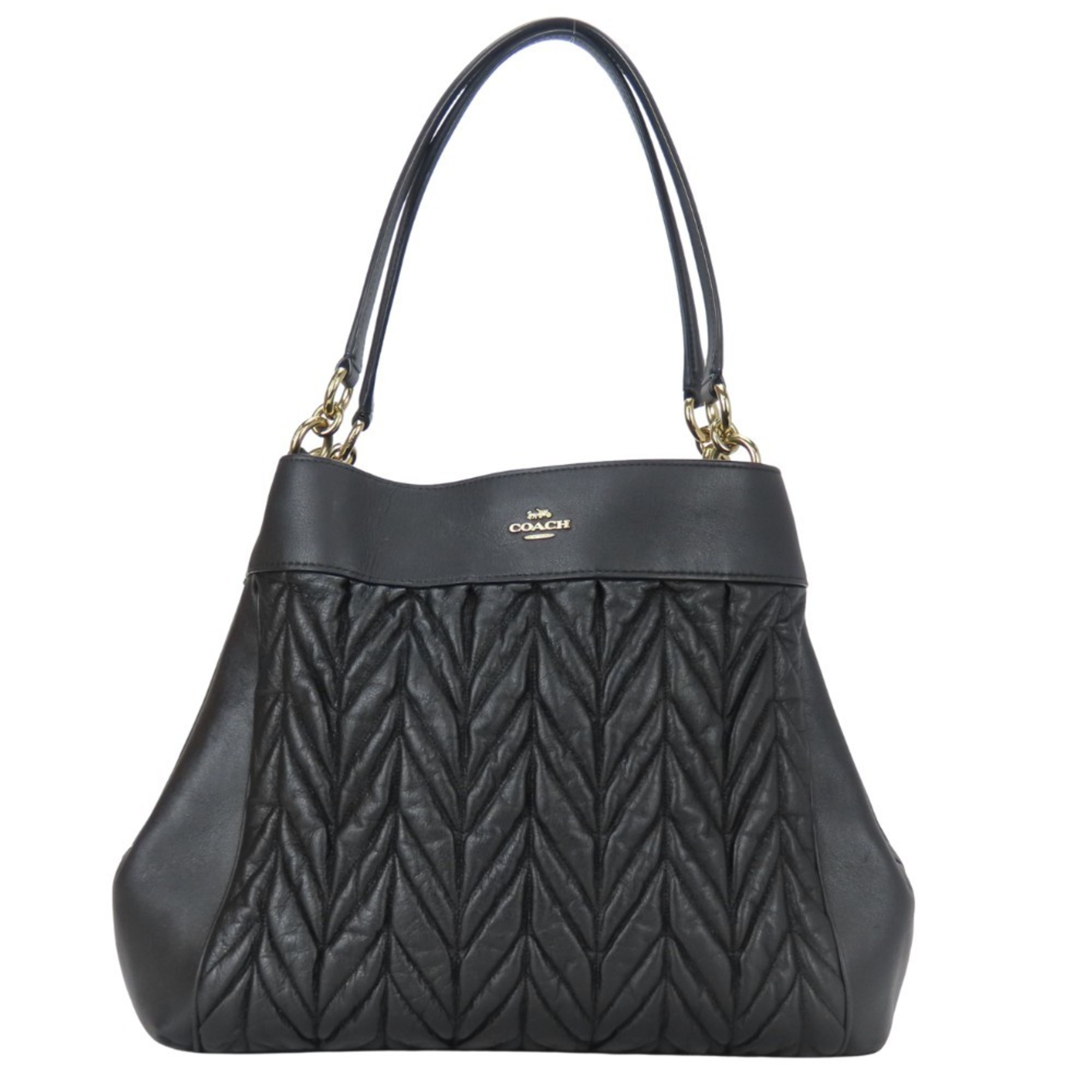 Coach Tote Bag F32978 Leather Black Quilted Women’s COACH