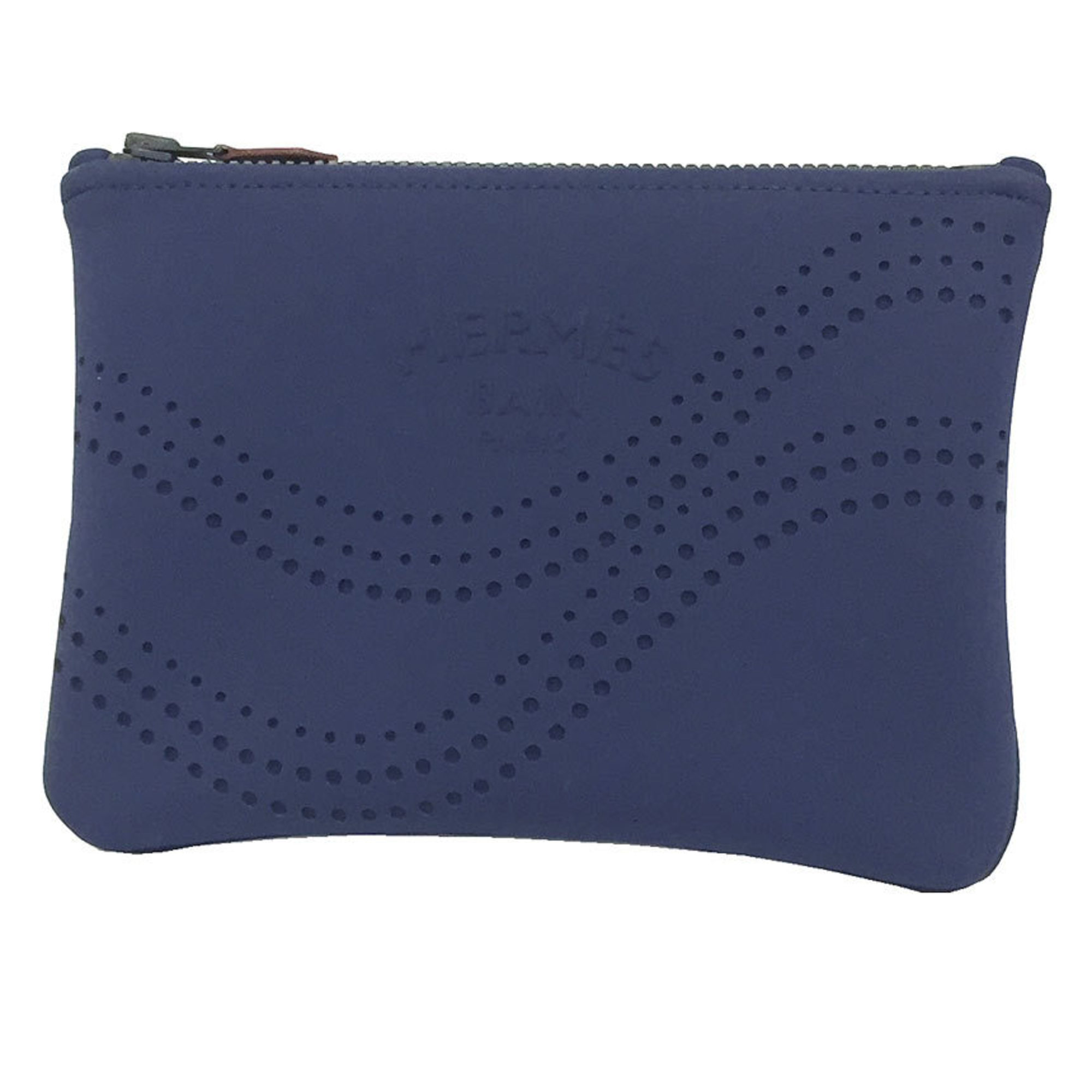 HERMES Neoban PM Wave Punching Flat Pouch Blue Navy Men’s Women’s Unisex