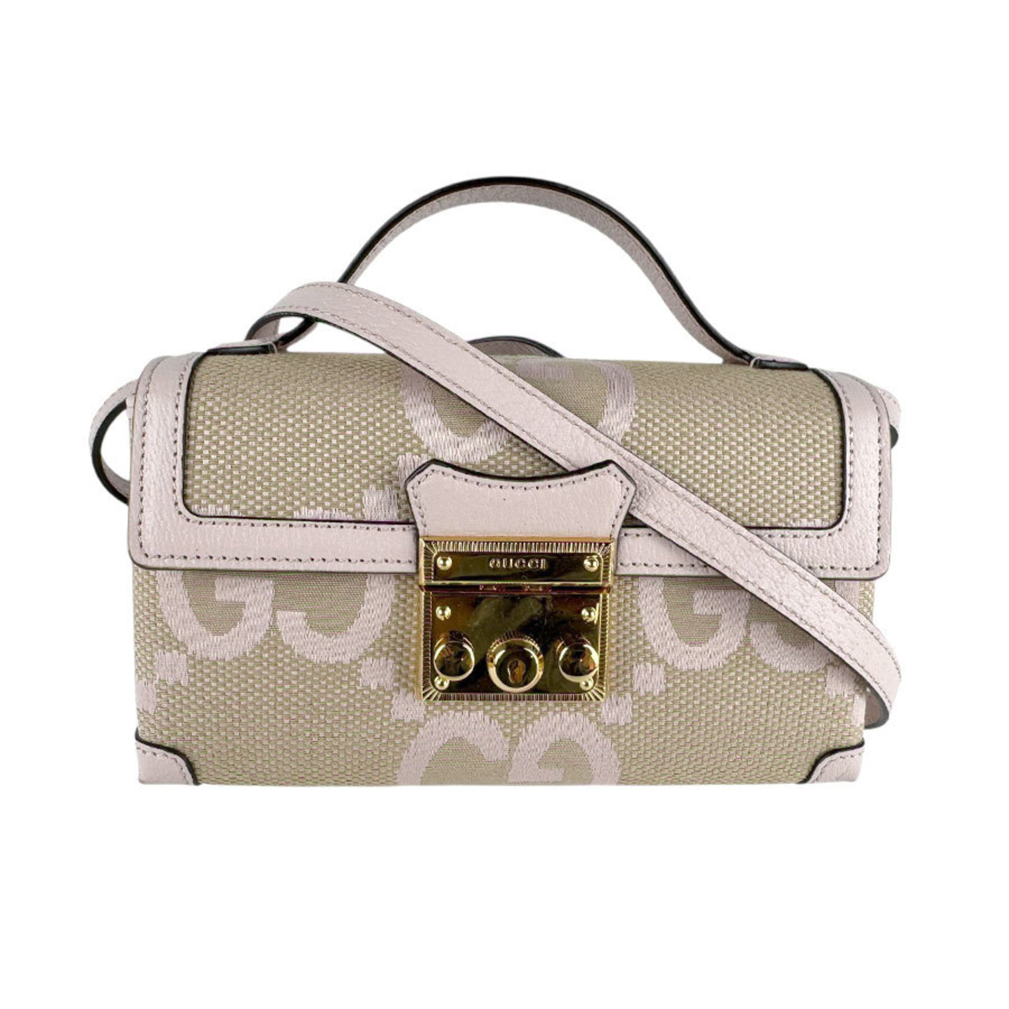 Gucci Shoulder Bag, Canvas and Leather, Beige x Pink, Women’s, 652683 z7467