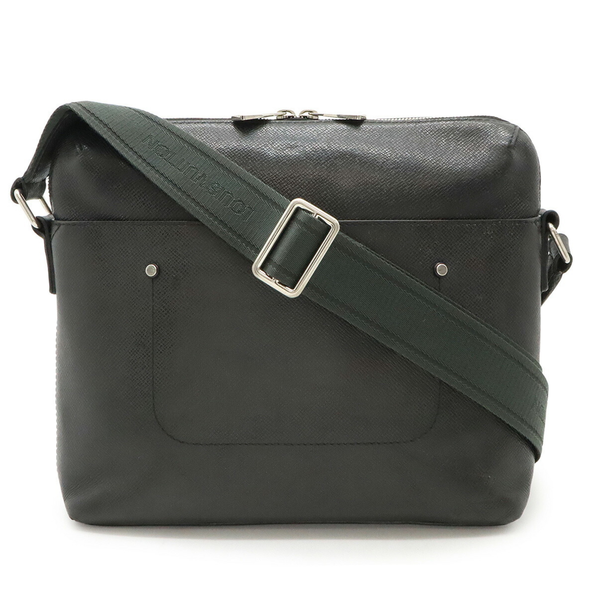 LOUIS VUITTON Taiga Grigori PM Shoulder Bag, Ardoise, Black, M30238