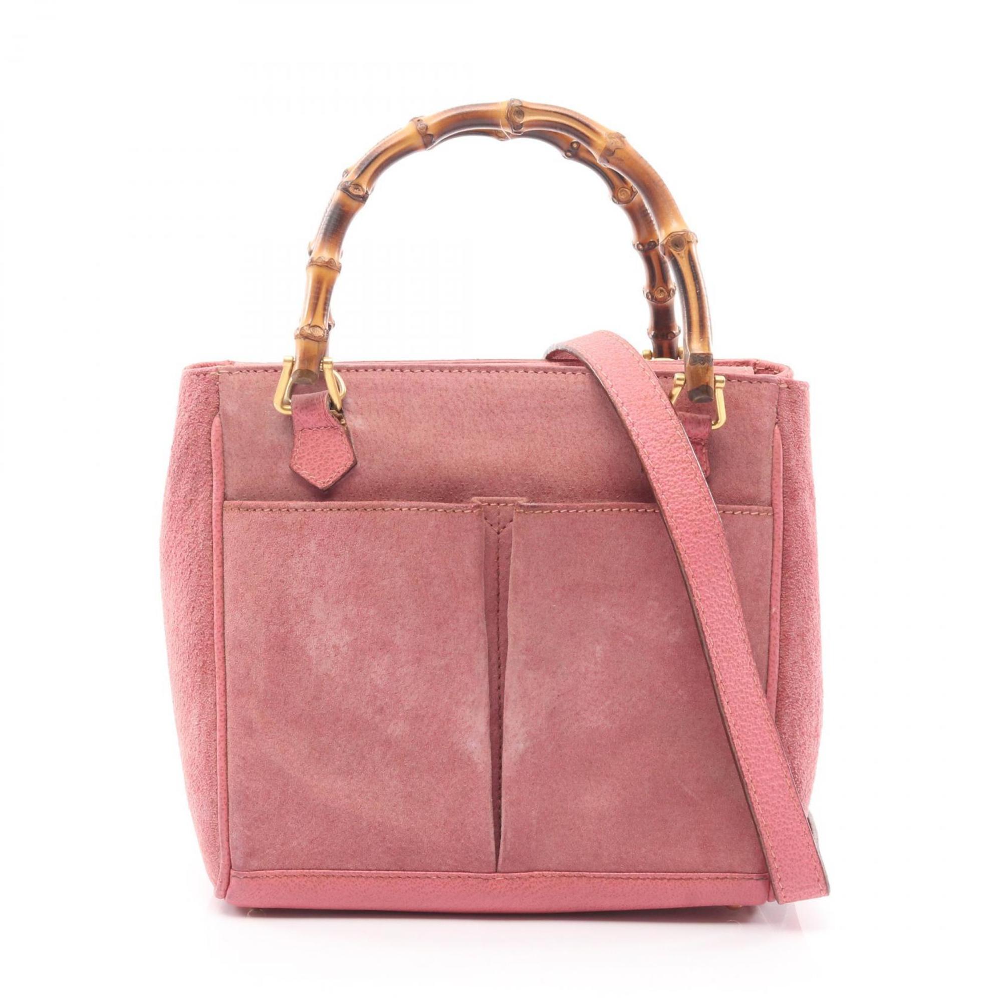 Gucci Bamboo Handbag in Suede and Leather, Women’s, Pink, 000 123 0316