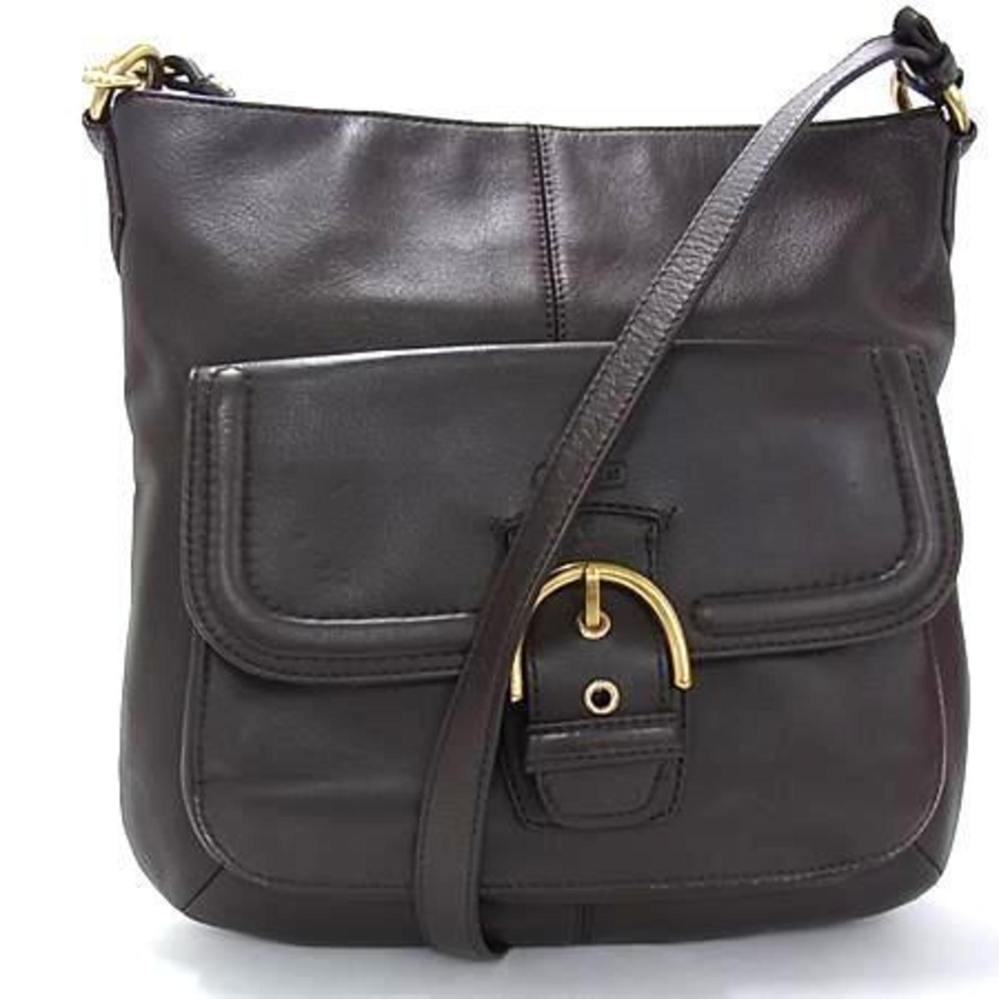 COACH shoulder bag F24685 brown leather for men and women