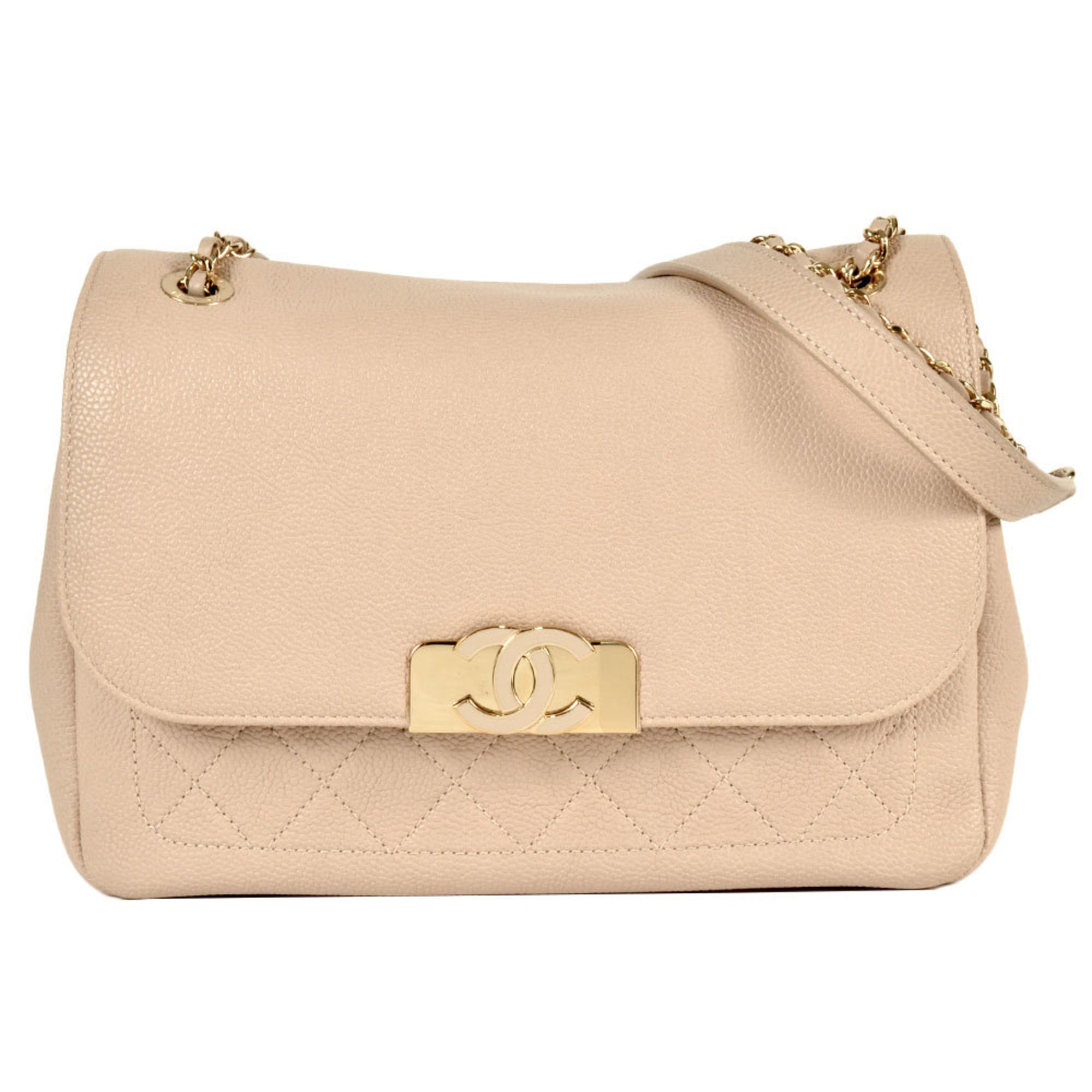 Chanel CHANEL Shoulder Bag Caviar Skin Beige 24th Series Guarantee Card Ladies