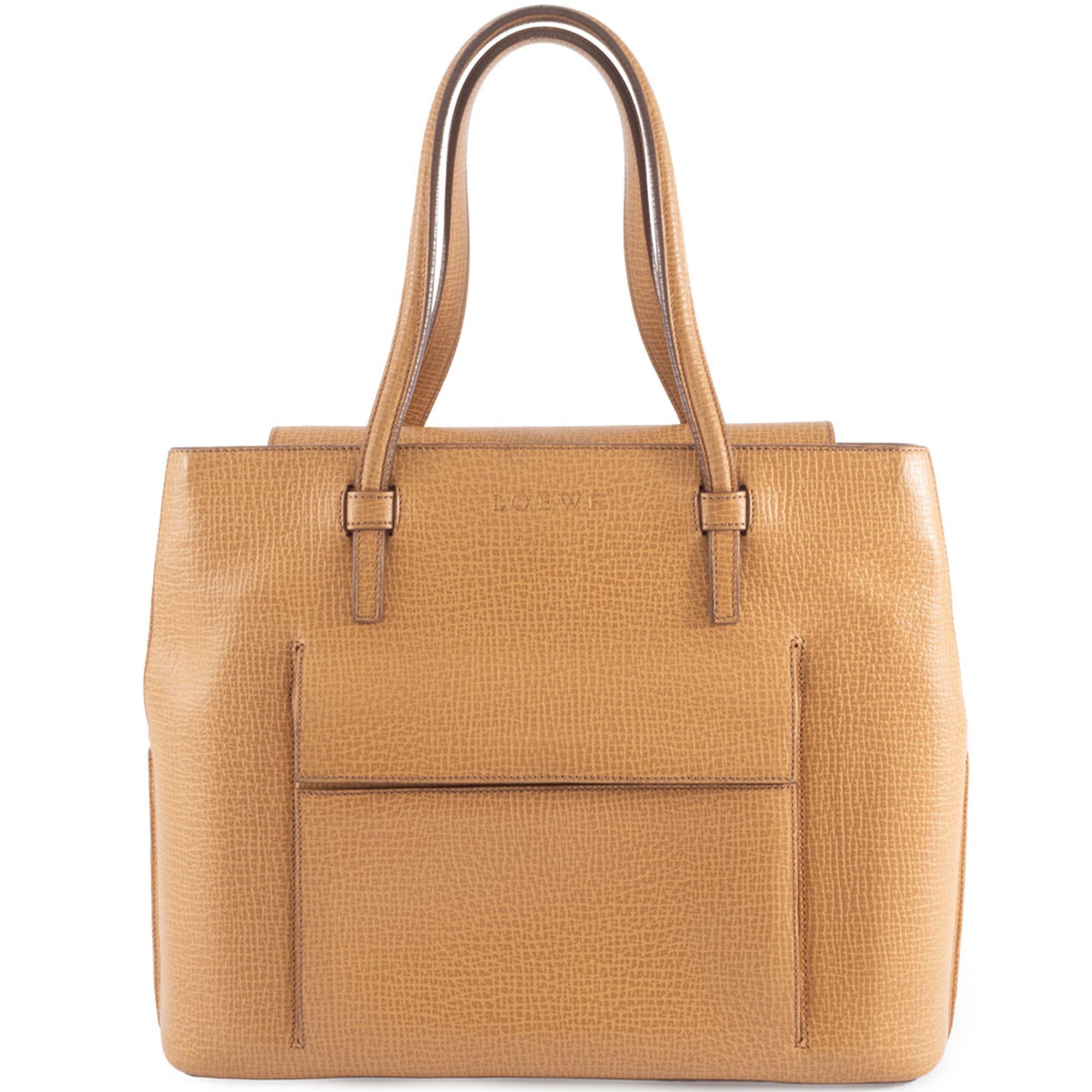 LOEWE Embossed Leather Handbag in Camel, Women’s