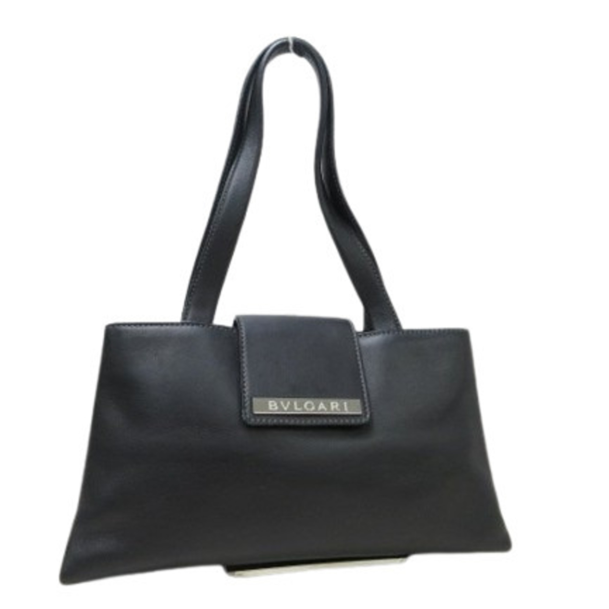 BVLGARI Bvlgari Plate Handbag – Black Leather Women’s