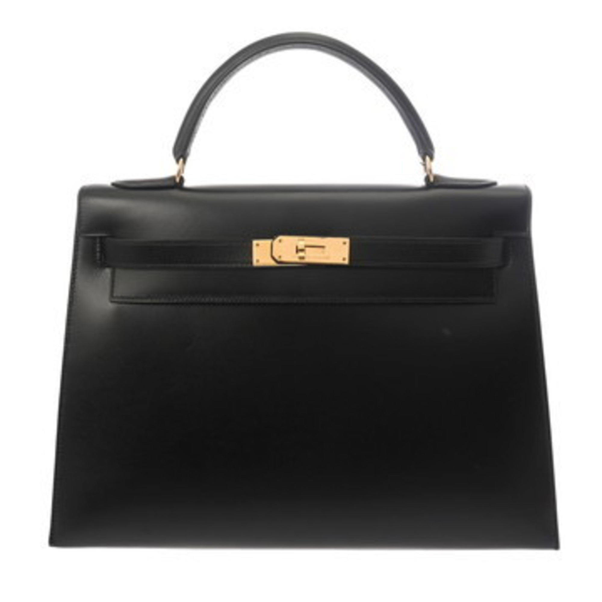 HERMES Kelly 32, Black, Box Calf Leather, with V Stamp (circa 1992), Women’s, 2-Way Bag
