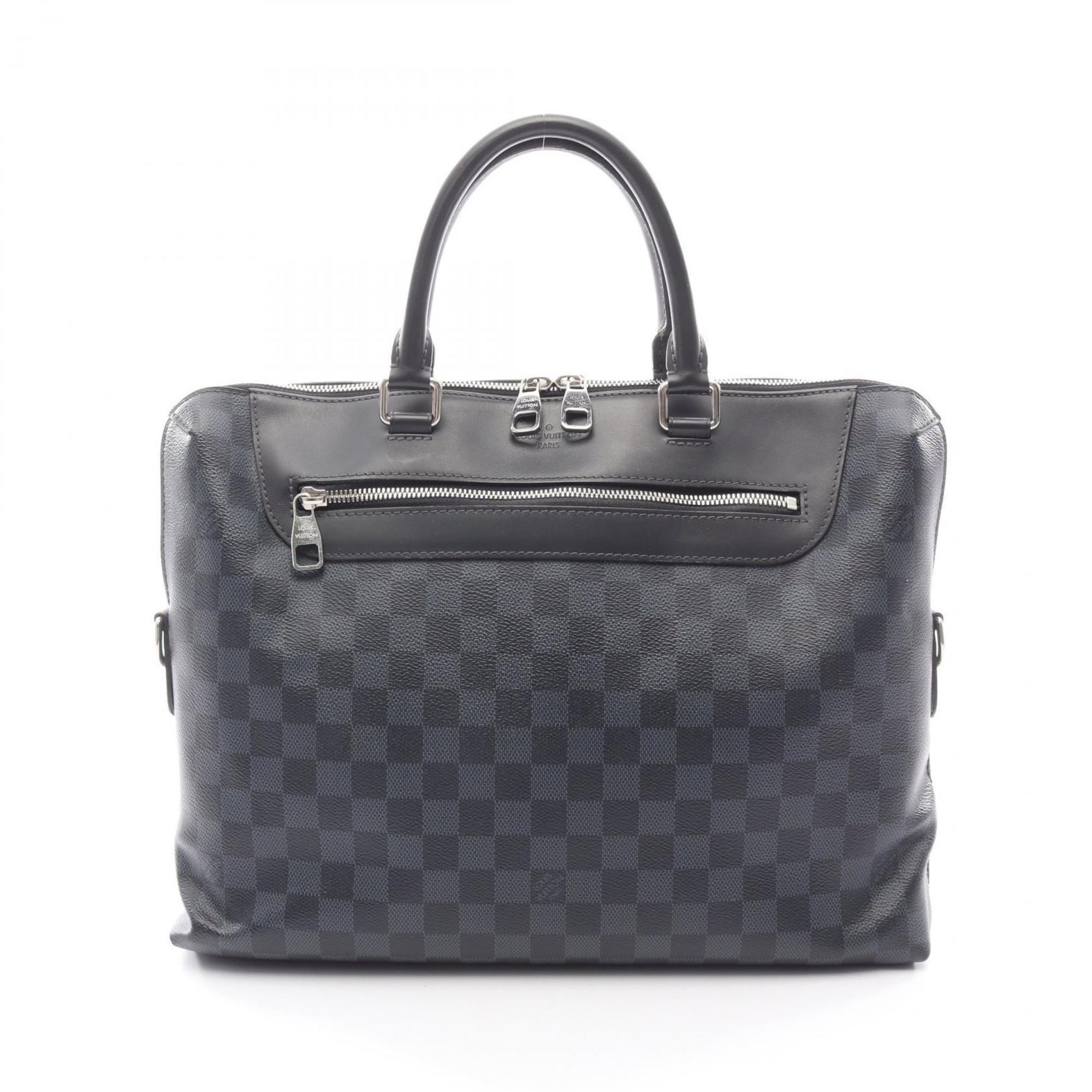 Louis Vuitton PDJ NM Porte-Document Jour Briefcase Bag in Coated Canvas and Leather with Damier Graphite Finish, Navy Blue, N48260