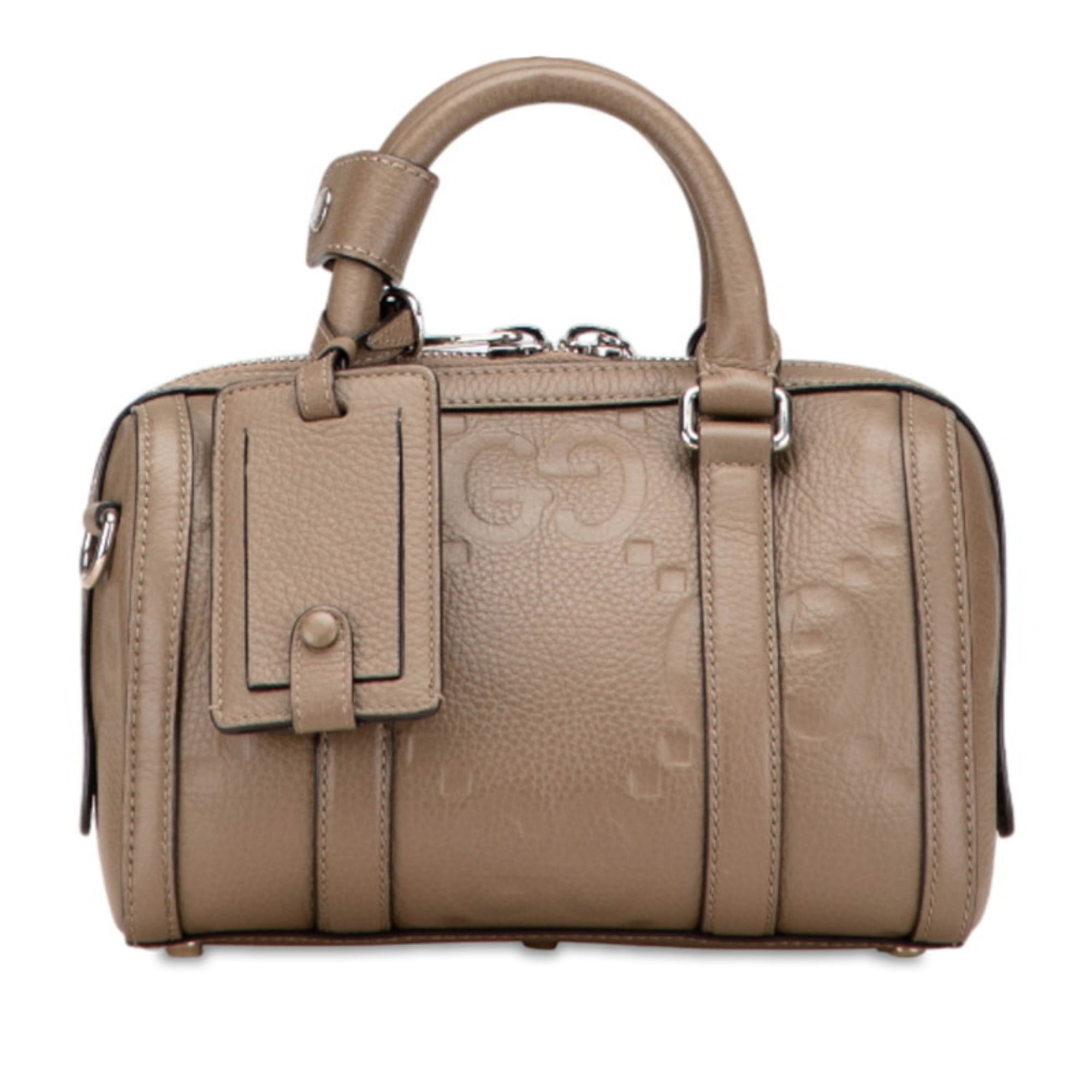 Gucci Jumbo GG Mini Duffle Handbag/Shoulder Bag 2-Way 725292 Greige Leather Women’s GUCCI