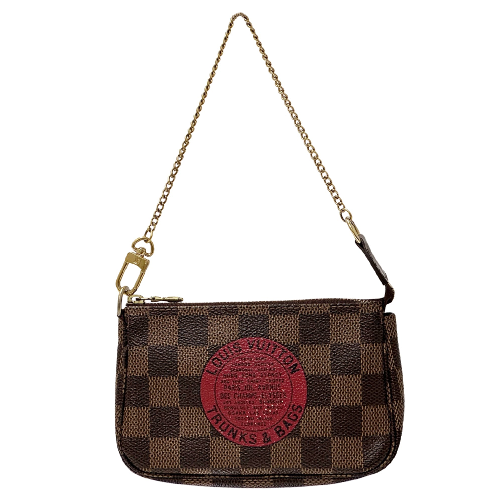 Louis Vuitton LOUIS VUITTON Pouch Damier T&B Women’s Men’s Brand Canvas Mini Pochette Accessoires Ebene N58011 Red Bag