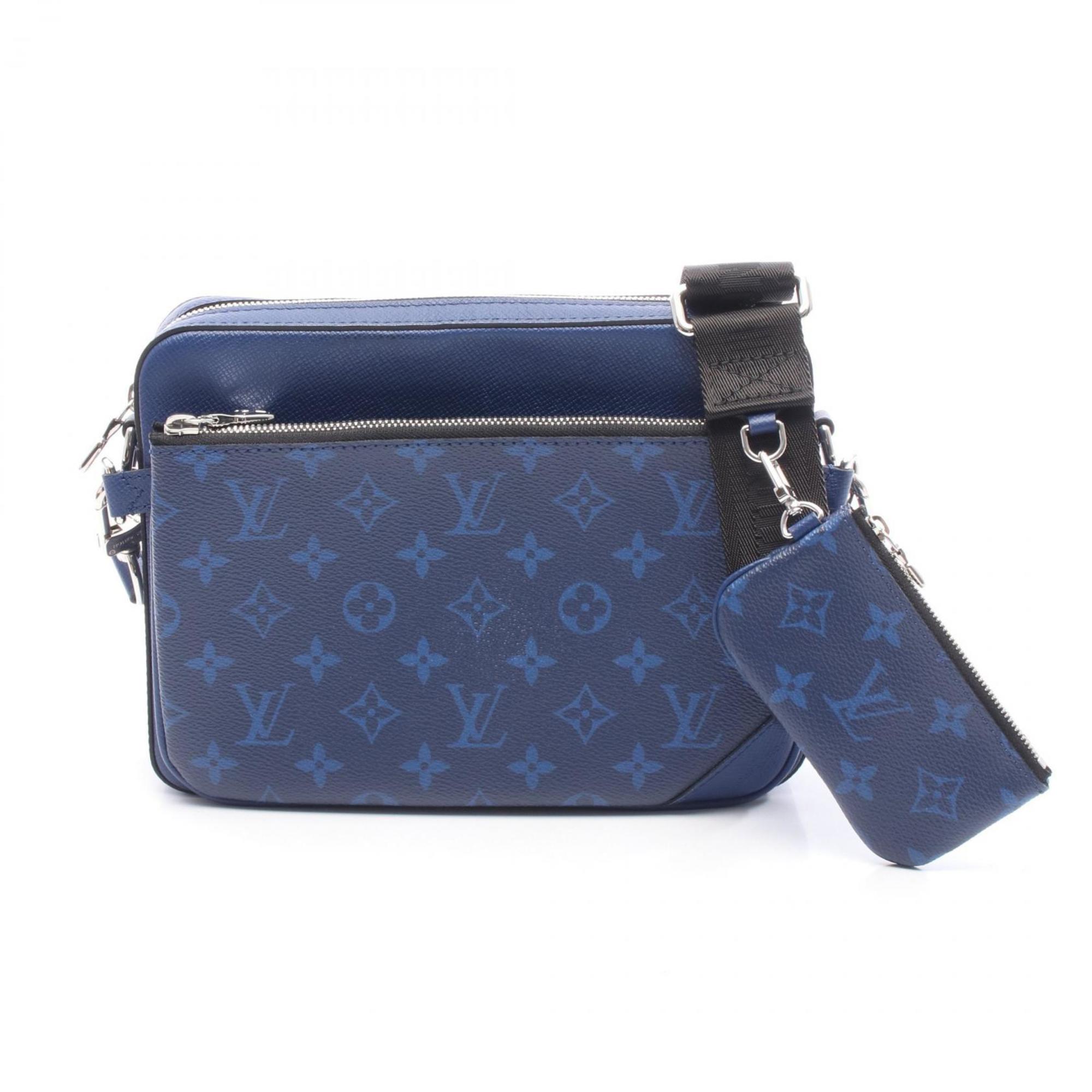 Louis Vuitton Trio Messenger Bag in Taiga Rama Cobalt Blue, PVC-Coated Canvas and Leather, Men’s, M30848