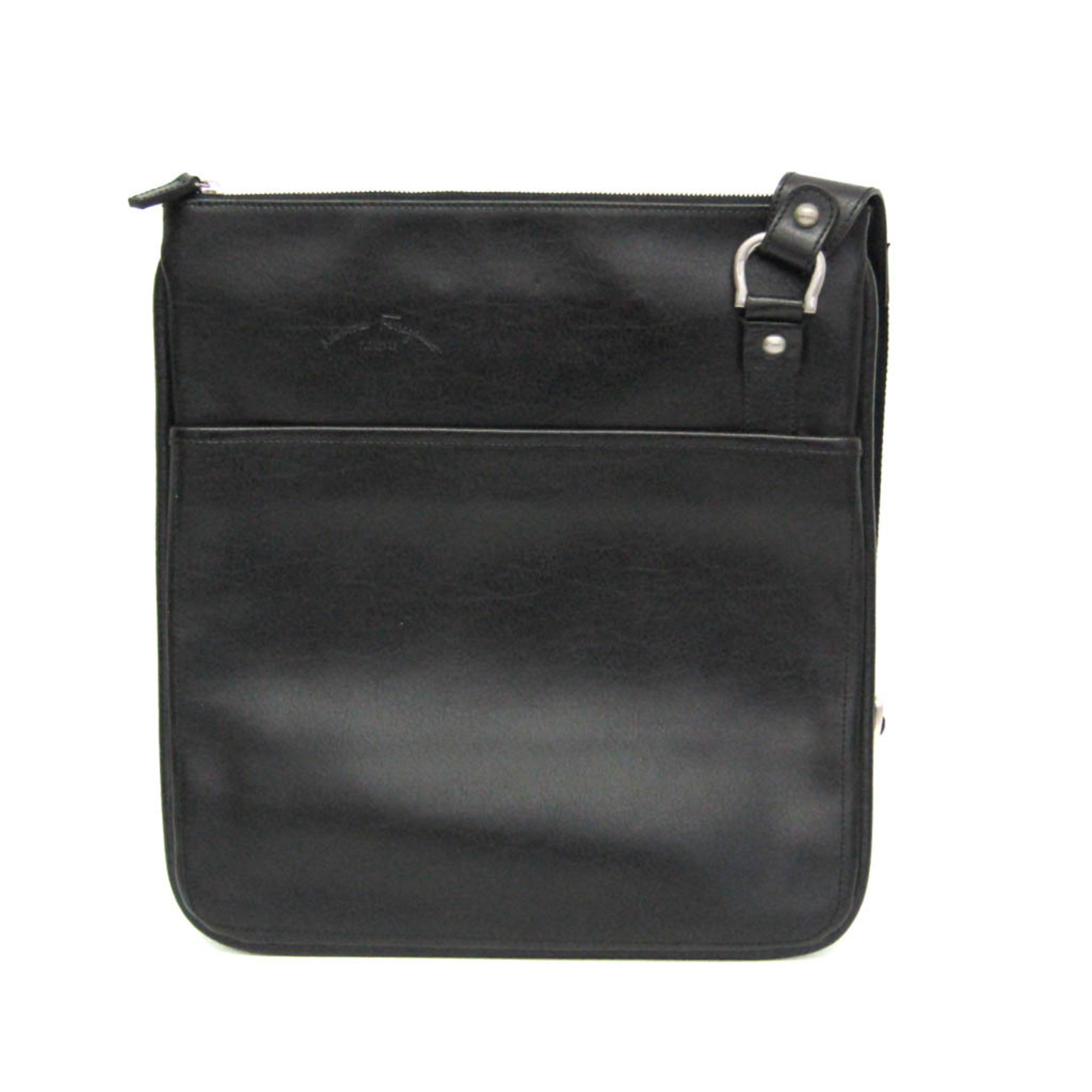 Salvatore Ferragamo AU-24 6017 Men’s Leather Shoulder Bag Black