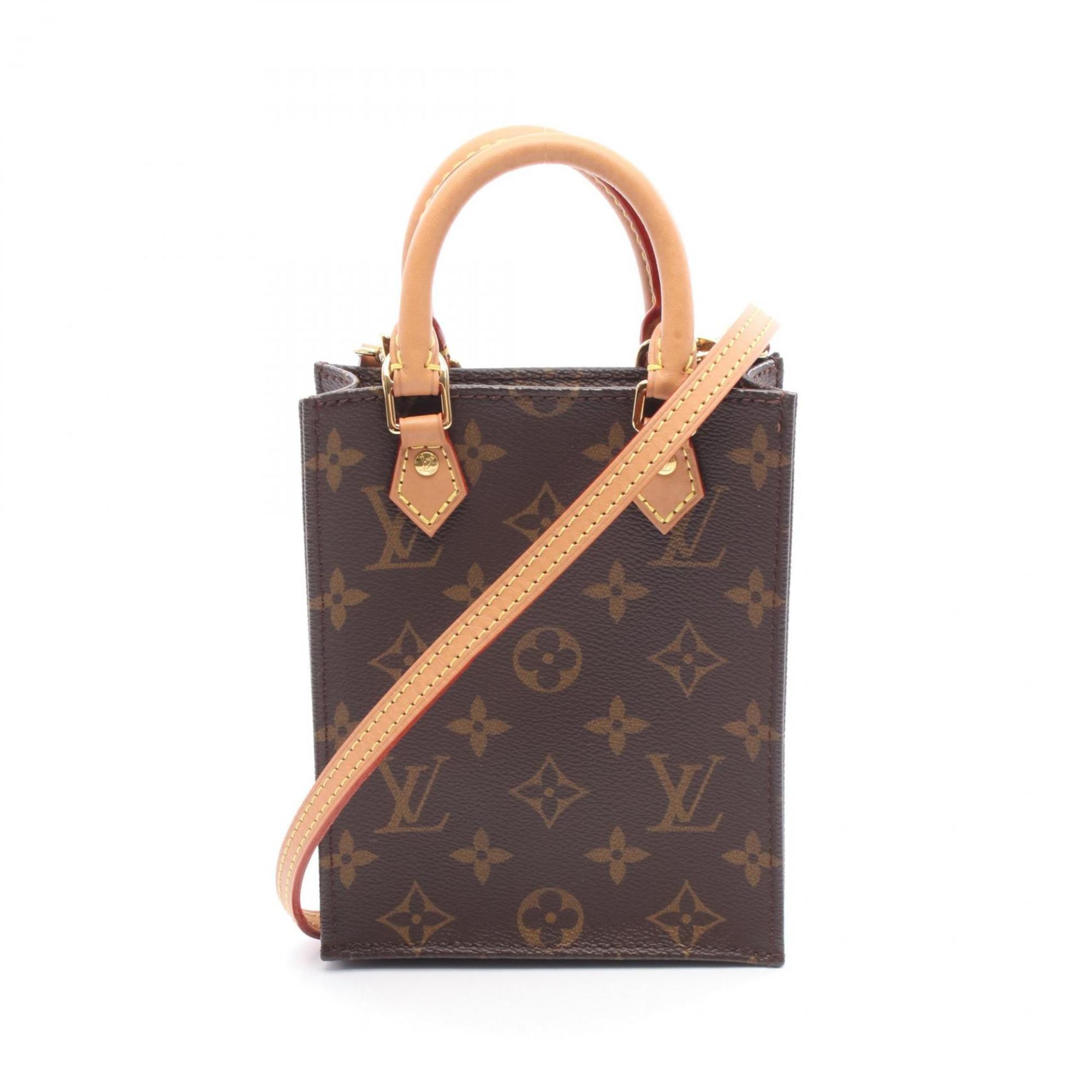 Louis Vuitton Petite Sac Plat Handbag, PVC-Coated Canvas and Leather, Monogram, Women’s, Brown, M69442