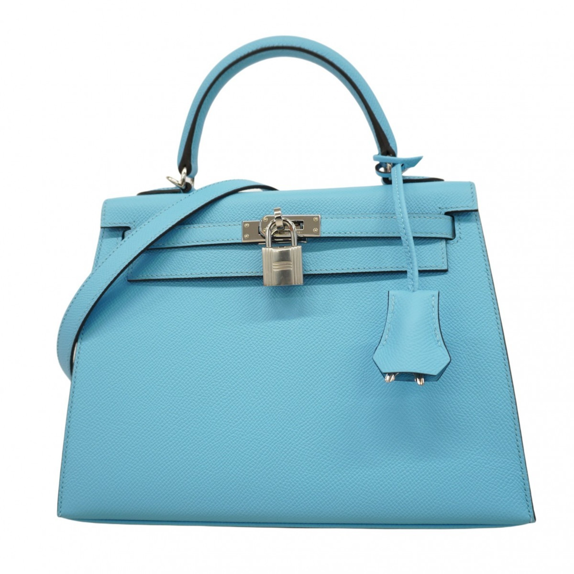 Hermes HermÃ¨s Kelly 25 handbag, Epsom leather, Celeste B stamp, 2-way bag for women