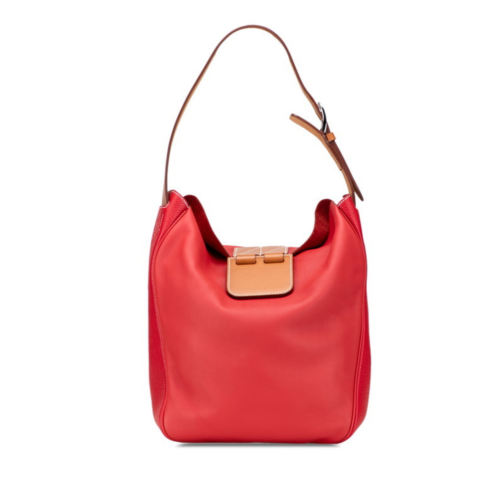 HermÃ¨s Villevorte 24 Shoulder Bag in Red and Brown, Swift Leather, Taurillon Clemence Women’s, HERMES