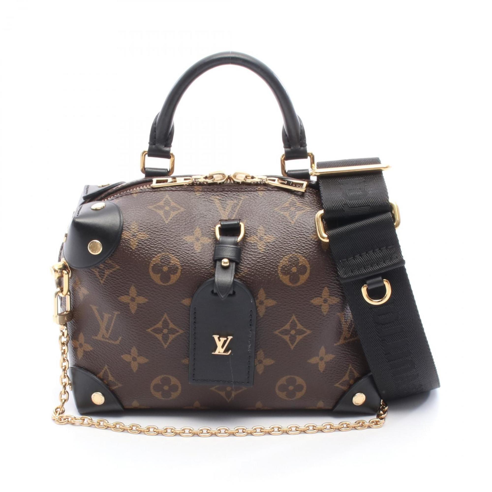 Louis Vuitton Petite Malle Souple Handbag, Coated Canvas and Leather, Monogram, Women’s, Brown Black, M45571