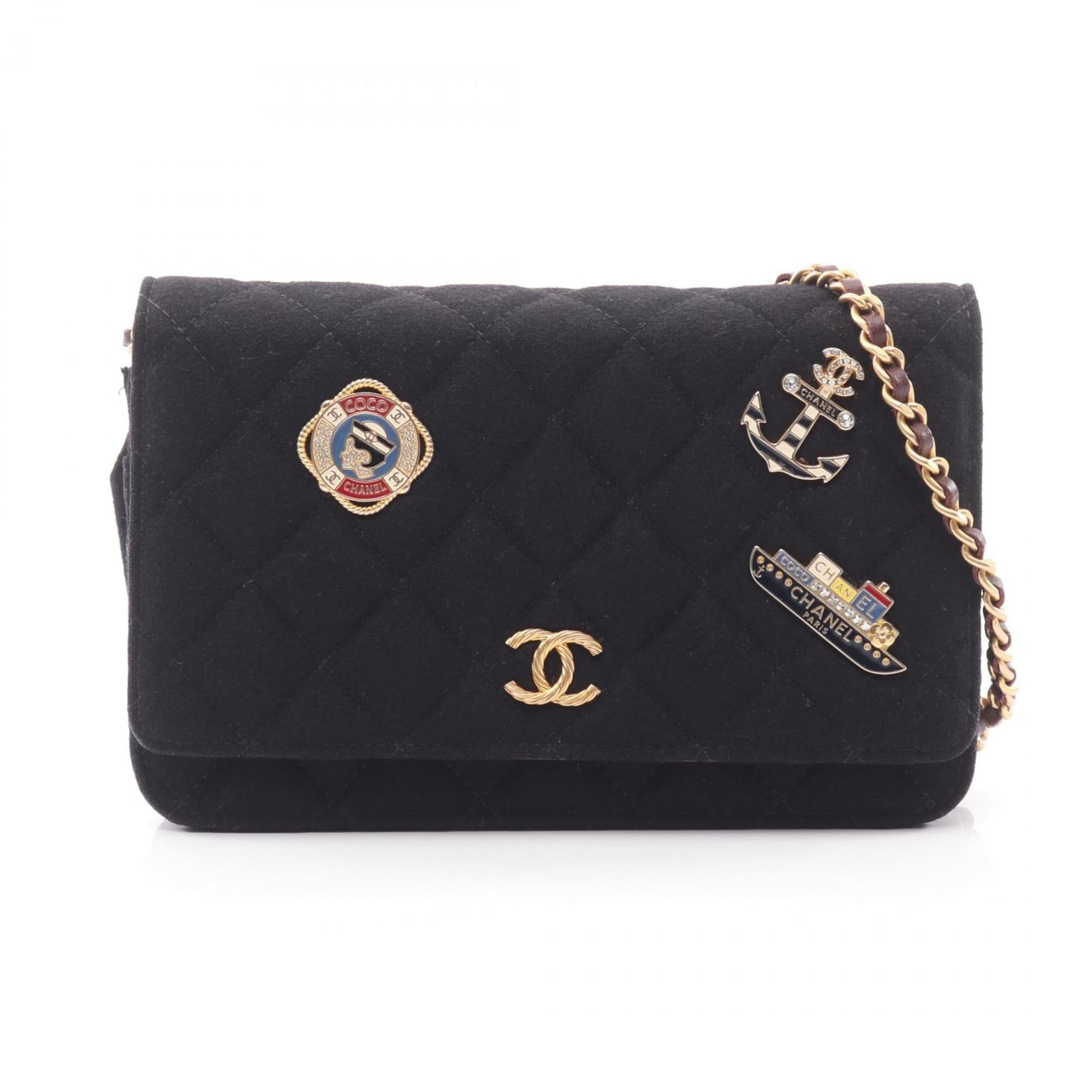 CHANEL Matelasse Wool Shoulder Bag, Women’s, Black