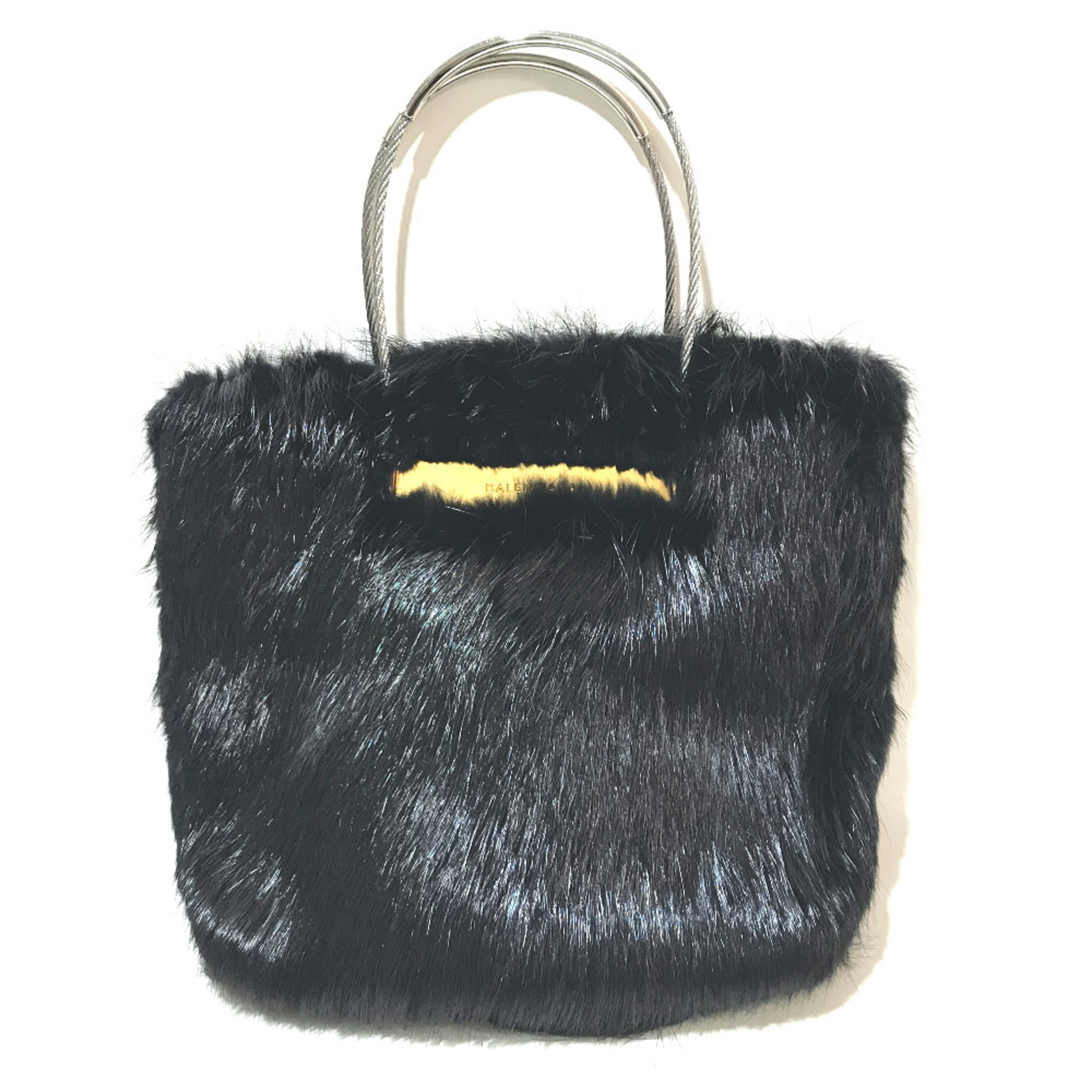 BALENCIAGA Cable Fur Tote Handbag in Black, Like New