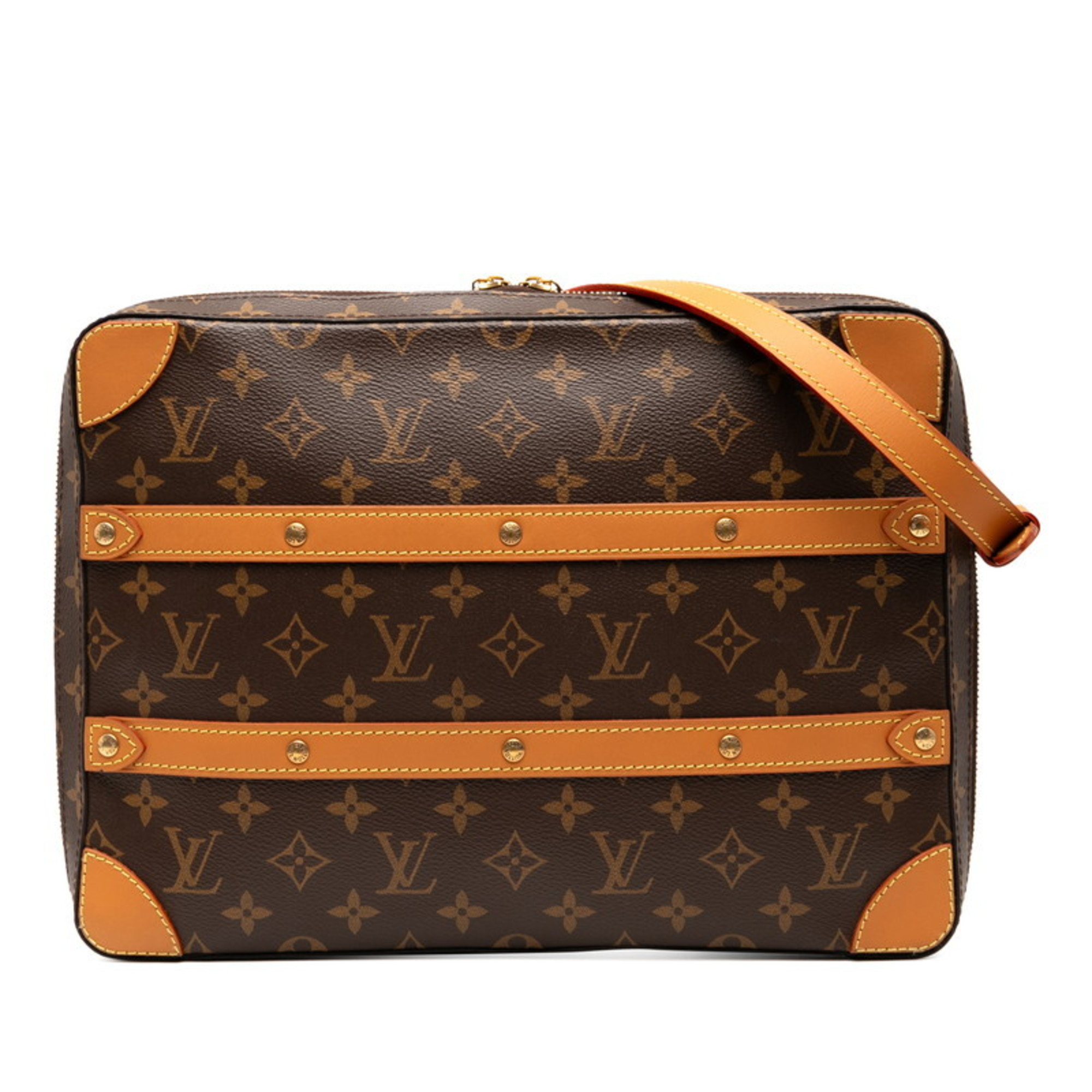 Louis Vuitton Monogram Soft Trunk Messenger MM Shoulder Bag M44754 Brown Leather Women’s LOUIS VUITTON