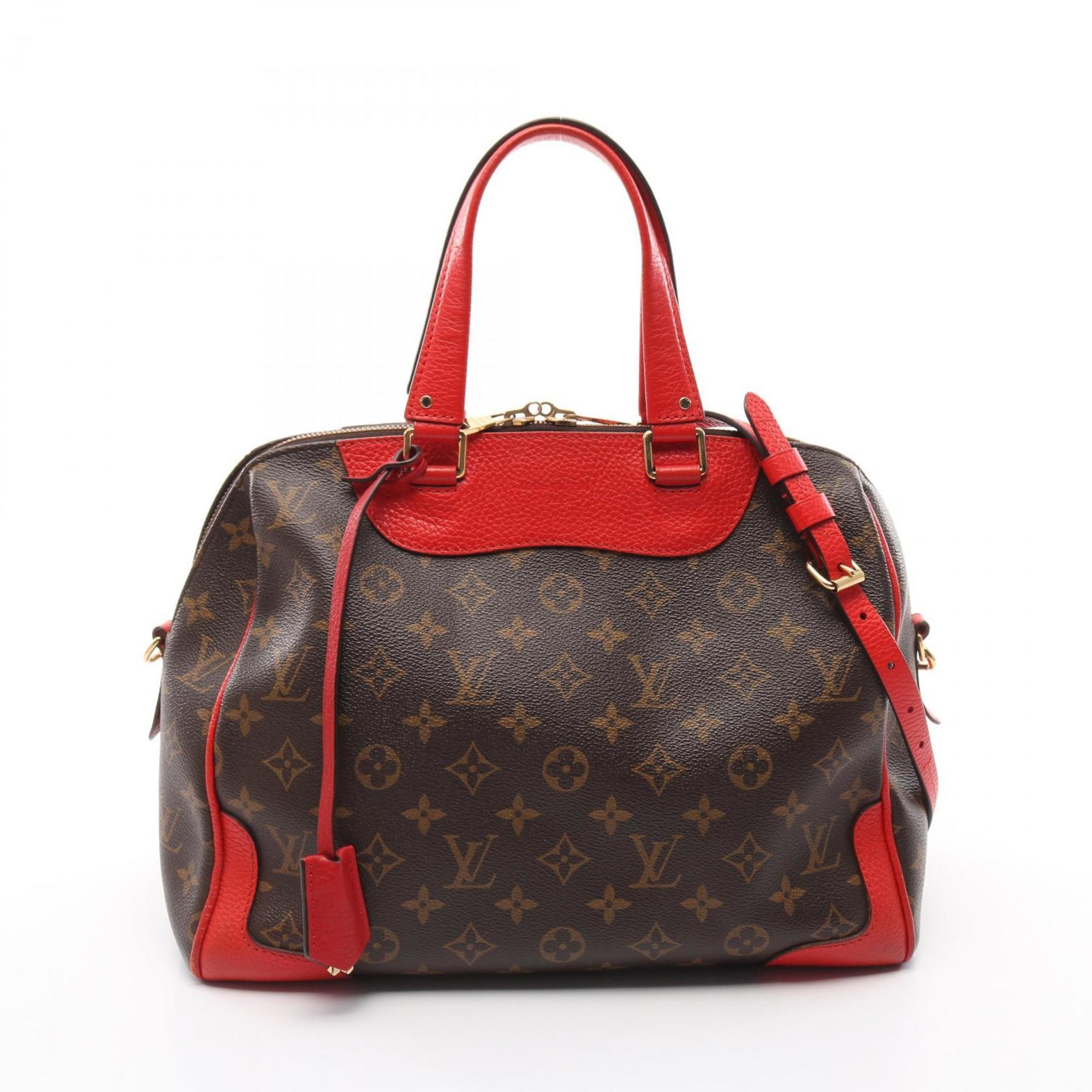 Louis Vuitton Retiro PM Handbag Coated Canvas Leather Monogram Women’s Brown Red M50057