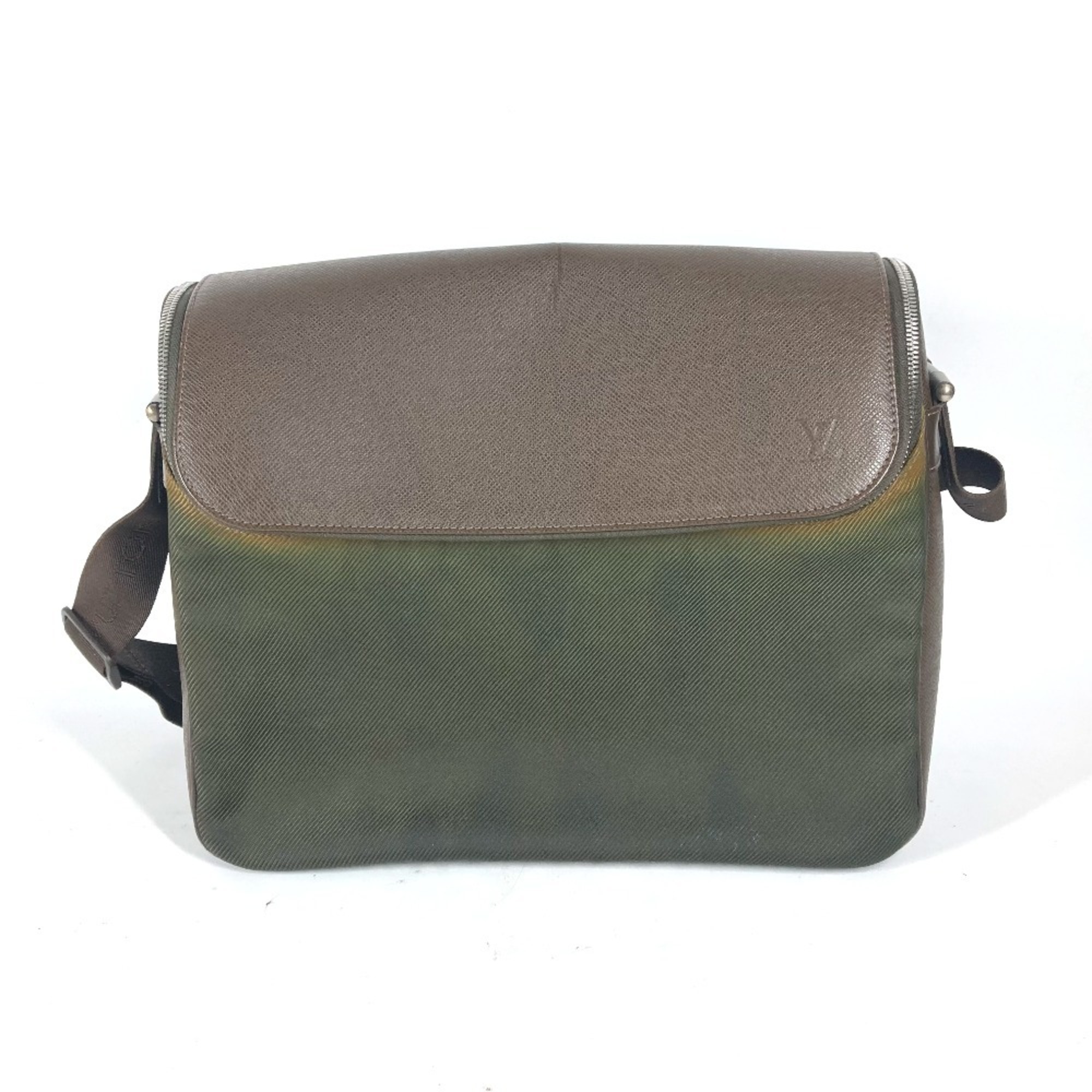 LOUIS VUITTON M30868 Taiga Taimir Bag Shoulder Leather Nylon Men’s Grisli Brown