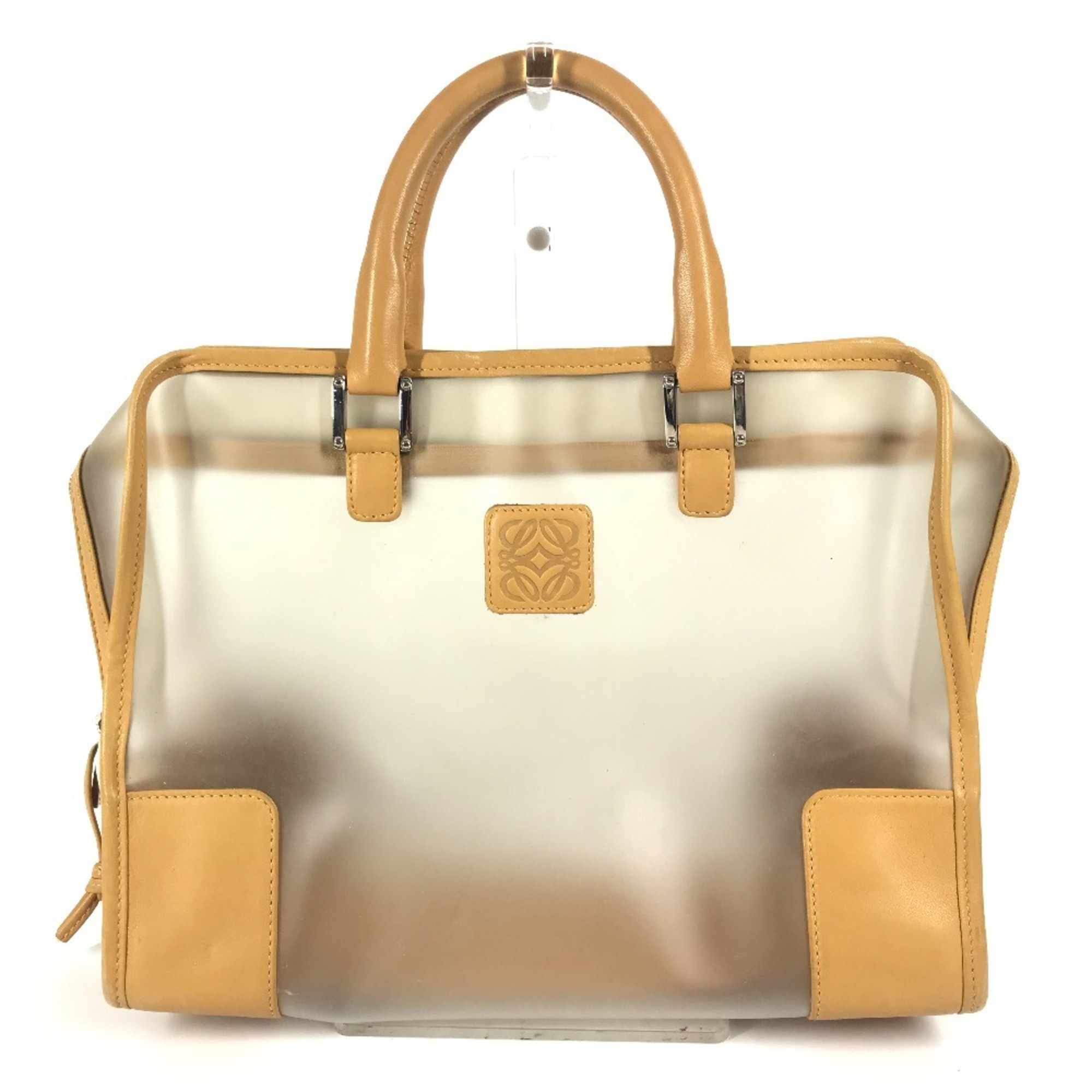 LOEWE 160th Anniversary Limited Edition Mini Boston Bag Amazona Logo Handbag Vinyl Leather Women’s Beige